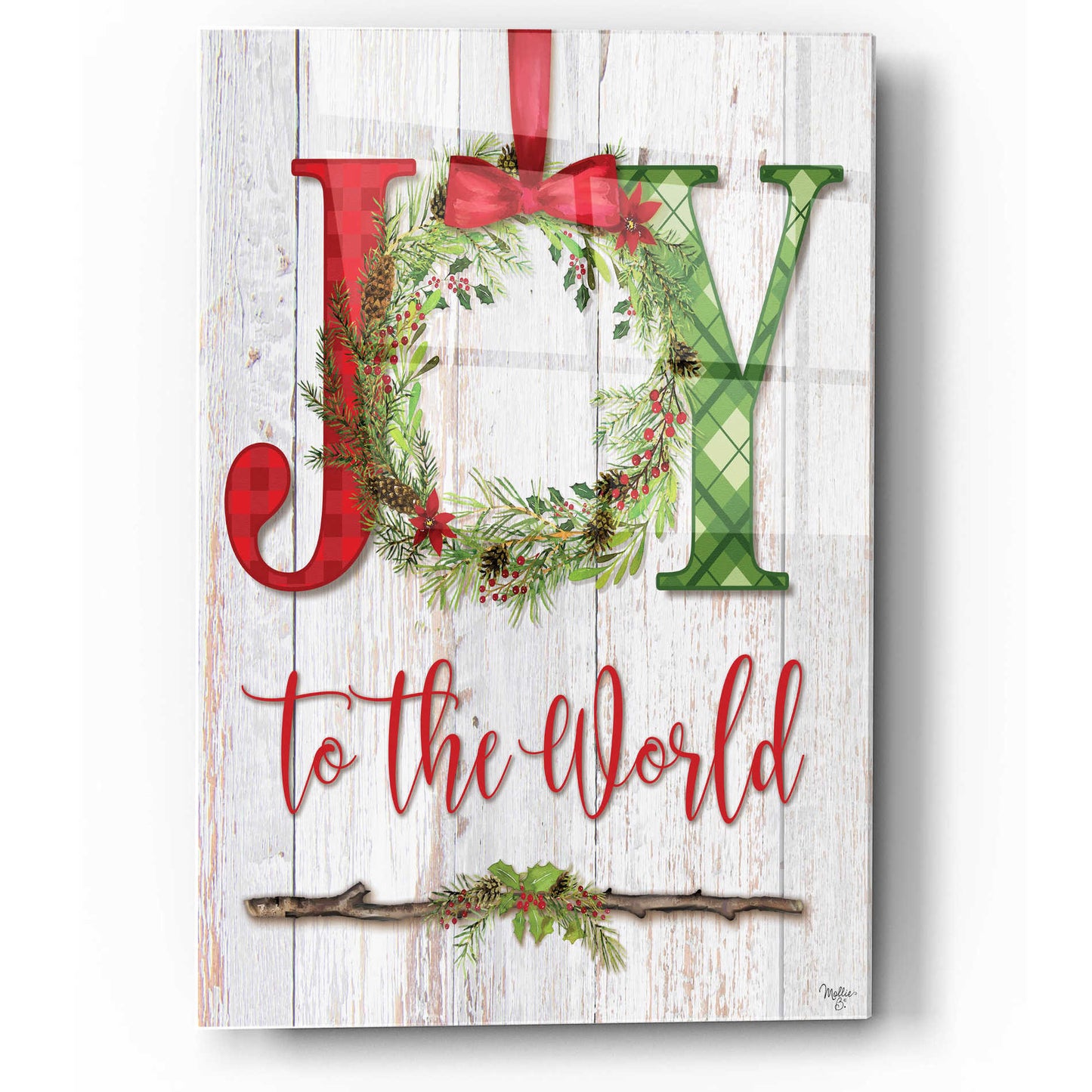 Epic Art 'Joy to the World' by Mollie B, Acrylic Glass Wall Art,12x16