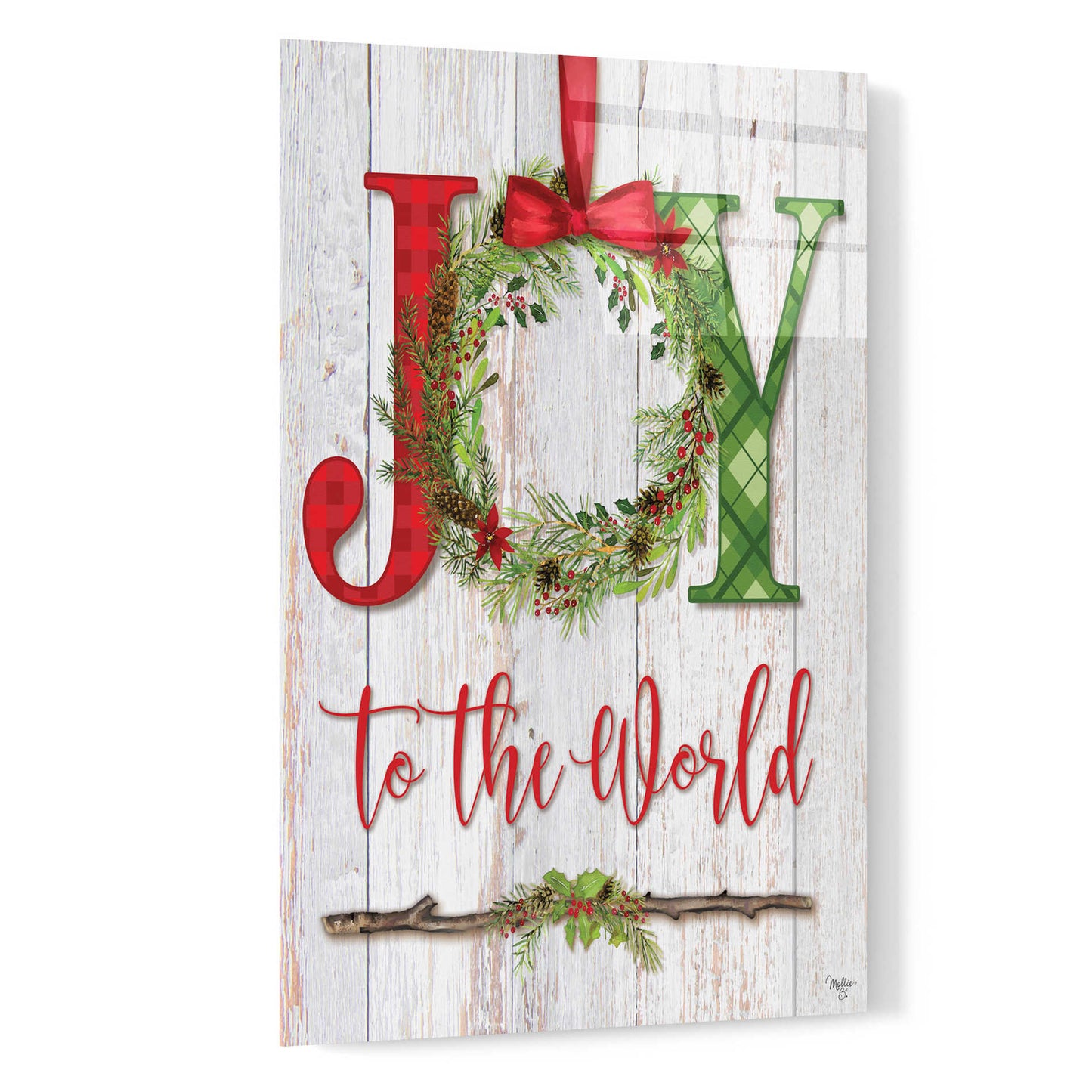 Epic Art 'Joy to the World' by Mollie B, Acrylic Glass Wall Art,16x24