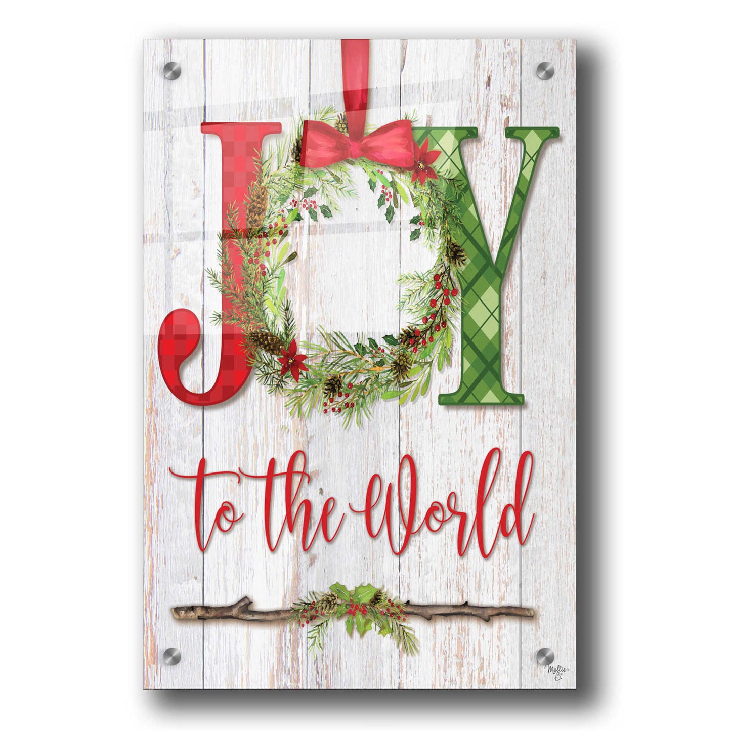 Epic Art 'Joy to the World' by Mollie B, Acrylic Glass Wall Art,24x36