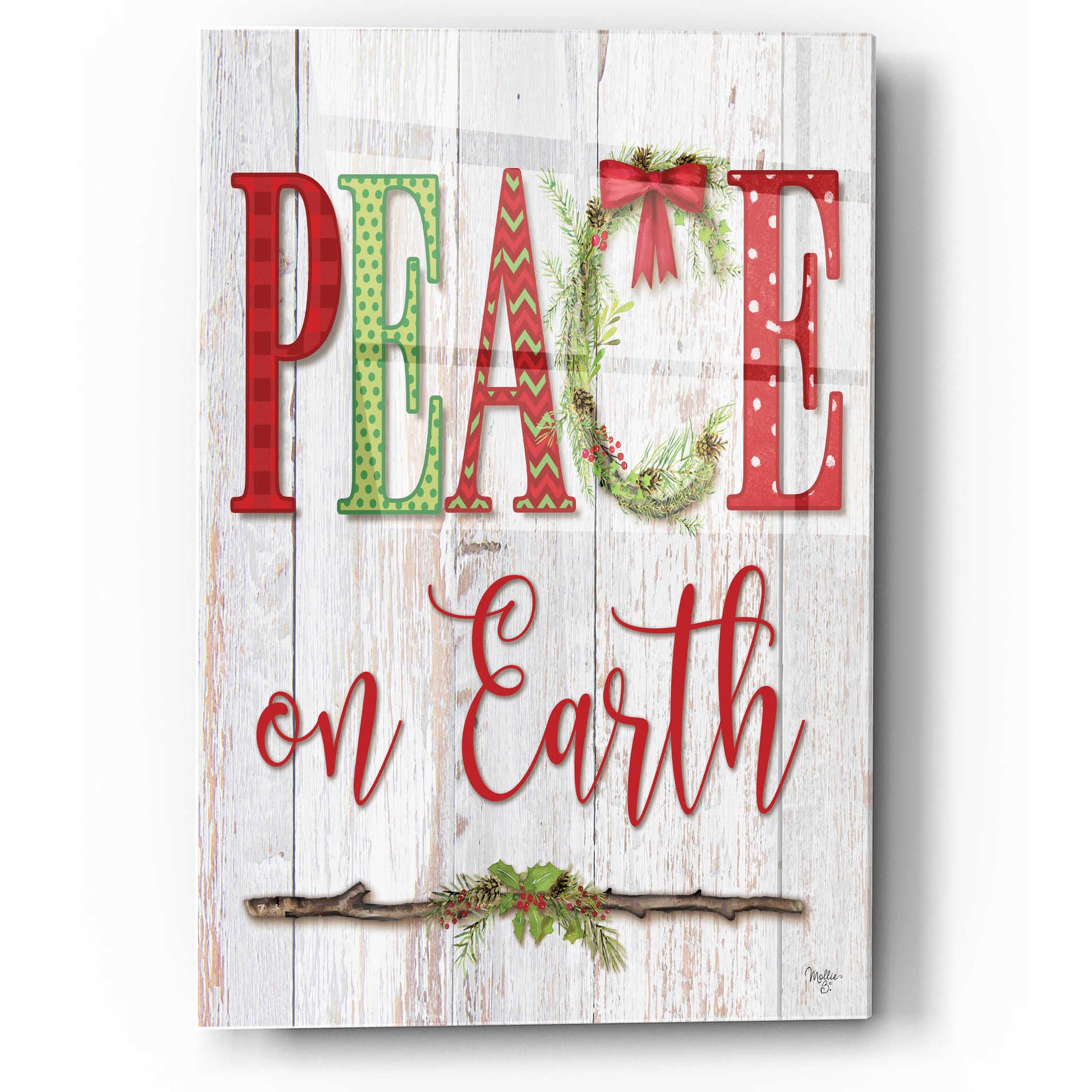 Epic Art 'Peace on Earth' by Mollie B, Acrylic Glass Wall Art,12x16