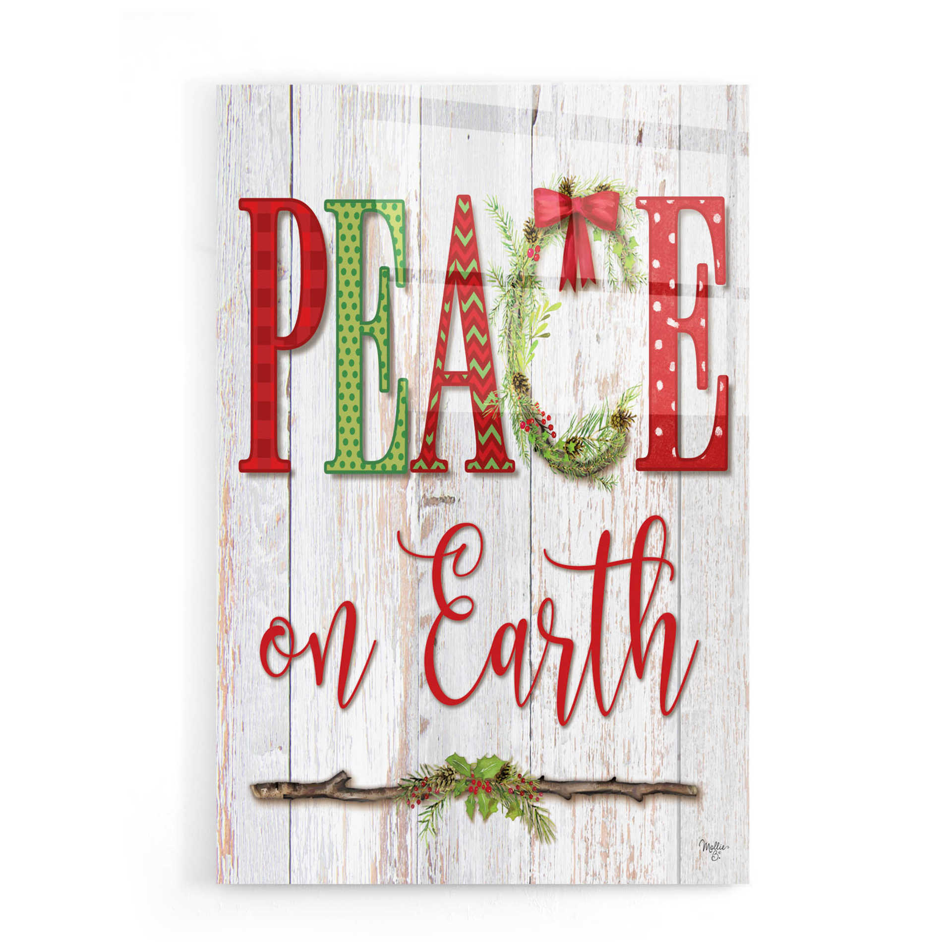 Epic Art 'Peace on Earth' by Mollie B, Acrylic Glass Wall Art,16x24