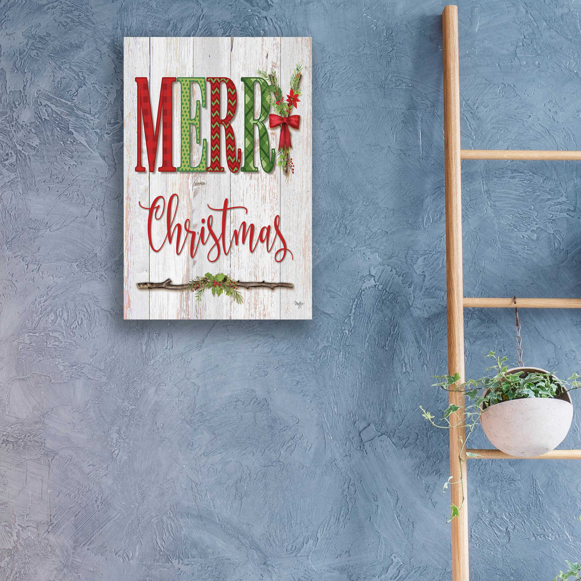 Epic Art 'Merry Christmas' by Mollie B, Acrylic Glass Wall Art,16x24