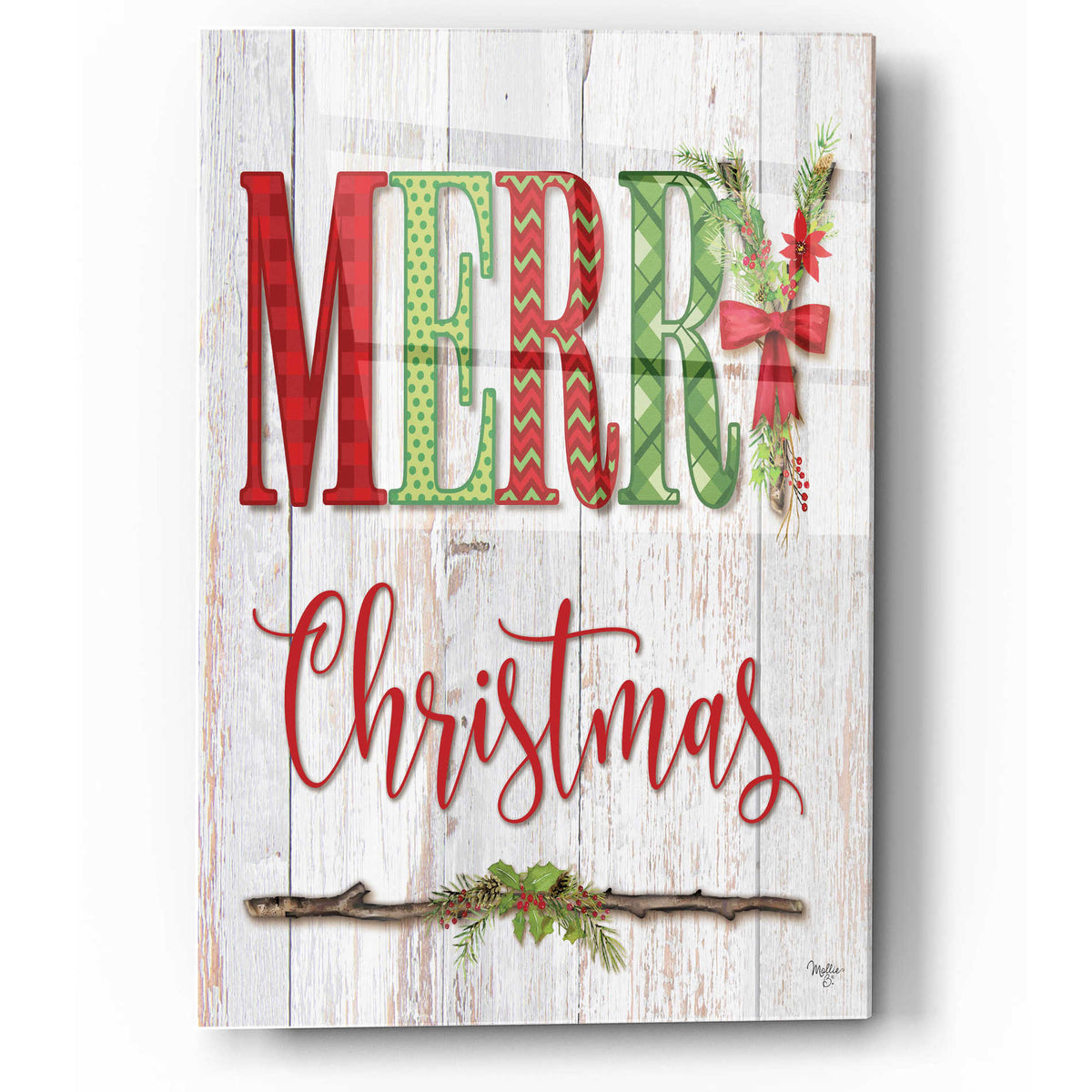 Epic Art 'Merry Christmas' by Mollie B, Acrylic Glass Wall Art