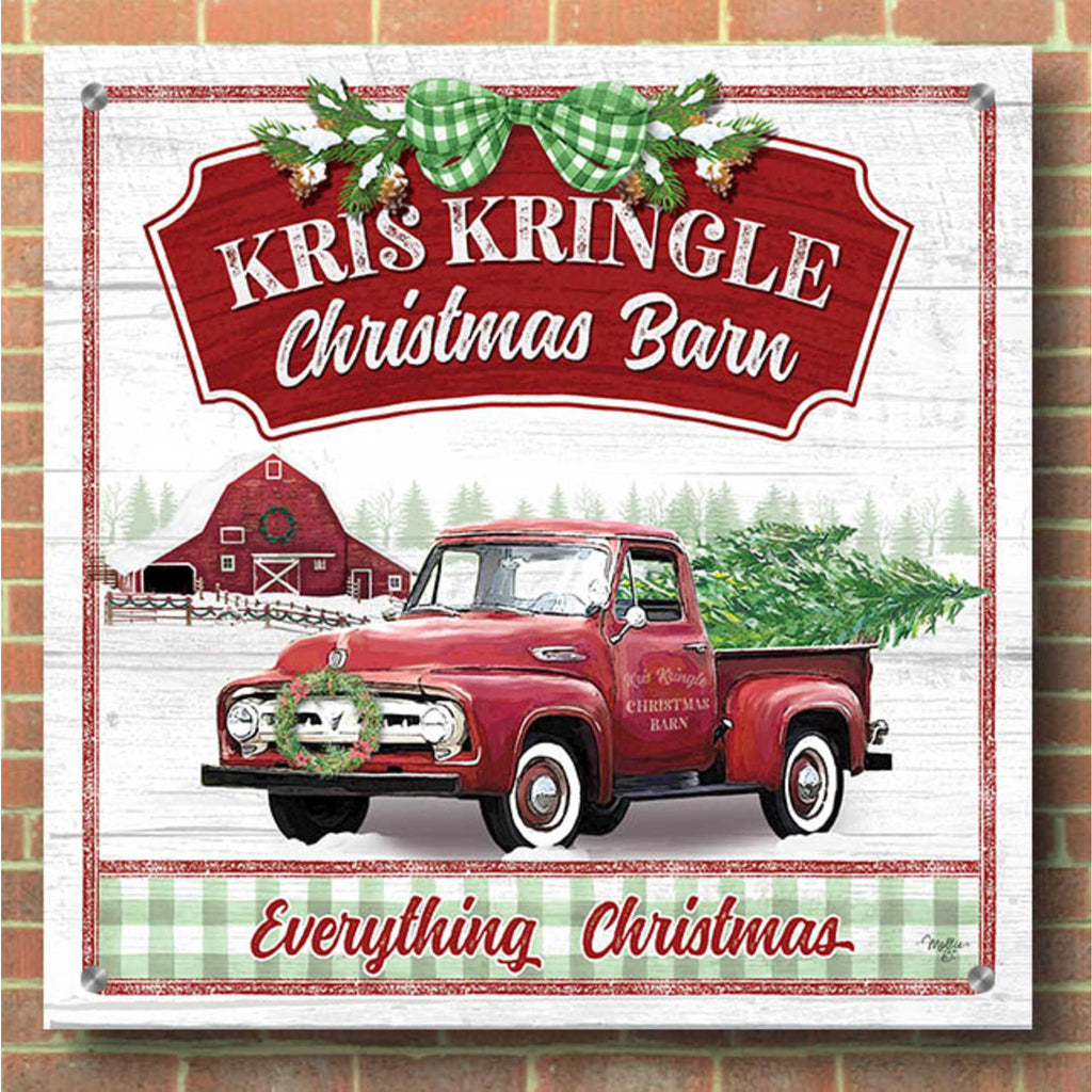 Epic Art 'Kris Kringle Christmas Barn' by Mollie B, Acrylic Glass Wall Art,36x36