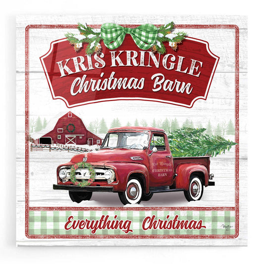 Epic Art 'Kris Kringle Christmas Barn' by Mollie B, Acrylic Glass Wall Art