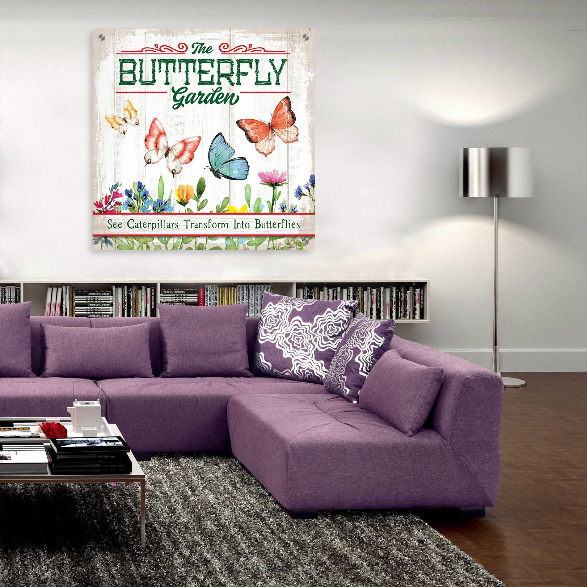 Epic Art 'Butterly Farm' by Mollie B, Acrylic Glass Wall Art,36x36