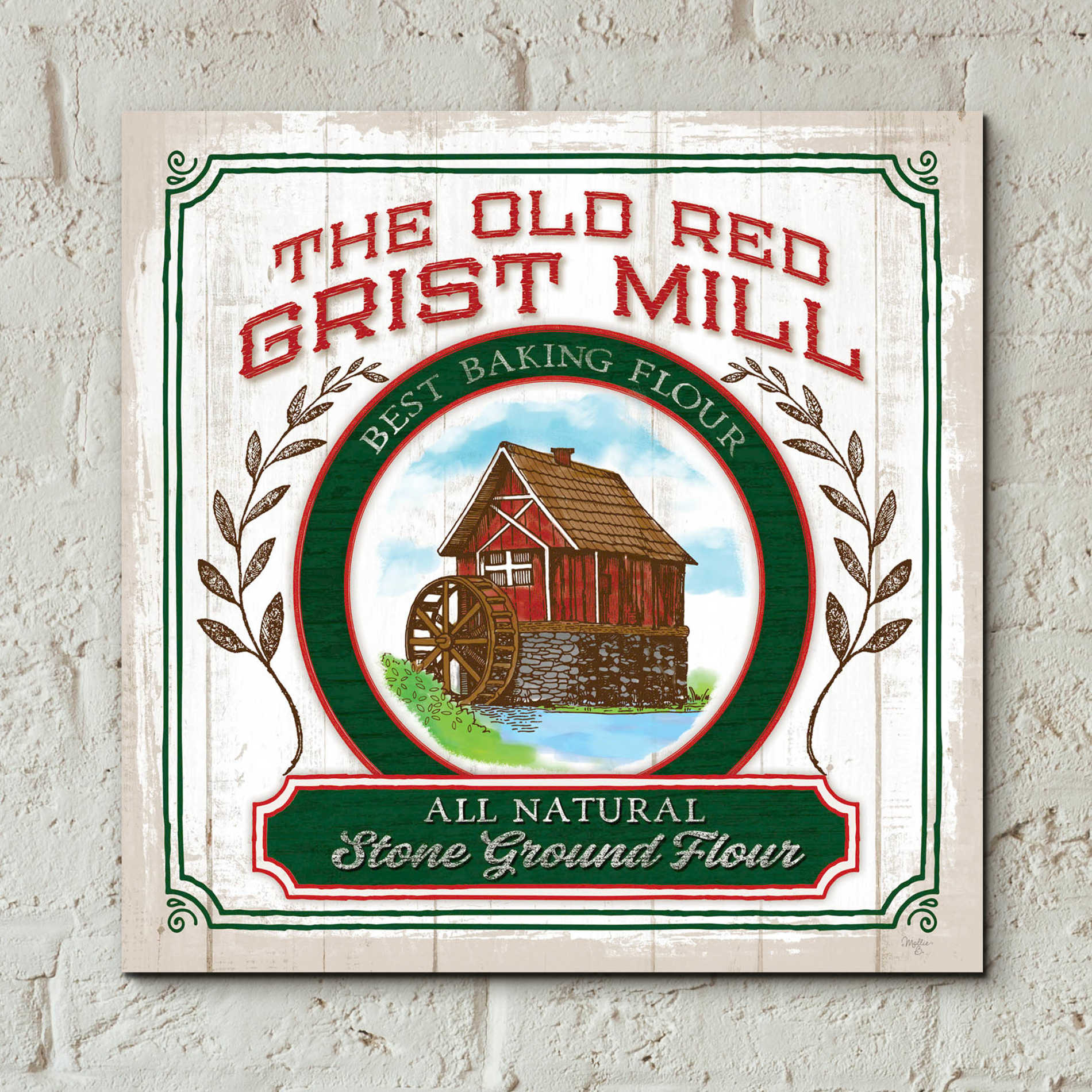 Epic Art 'Grist Mill Flour' by Mollie B, Acrylic Glass Wall Art,12x12