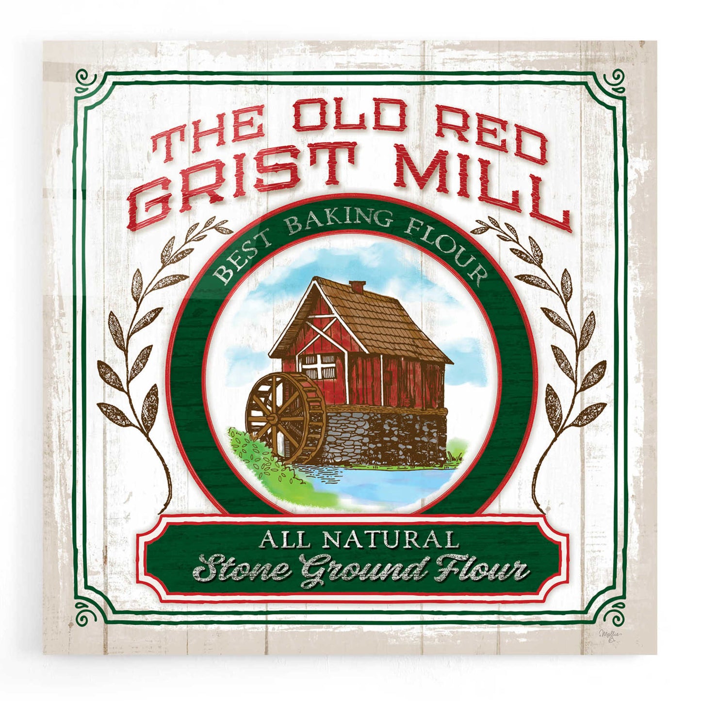 Epic Art 'Grist Mill Flour' by Mollie B, Acrylic Glass Wall Art,12x12