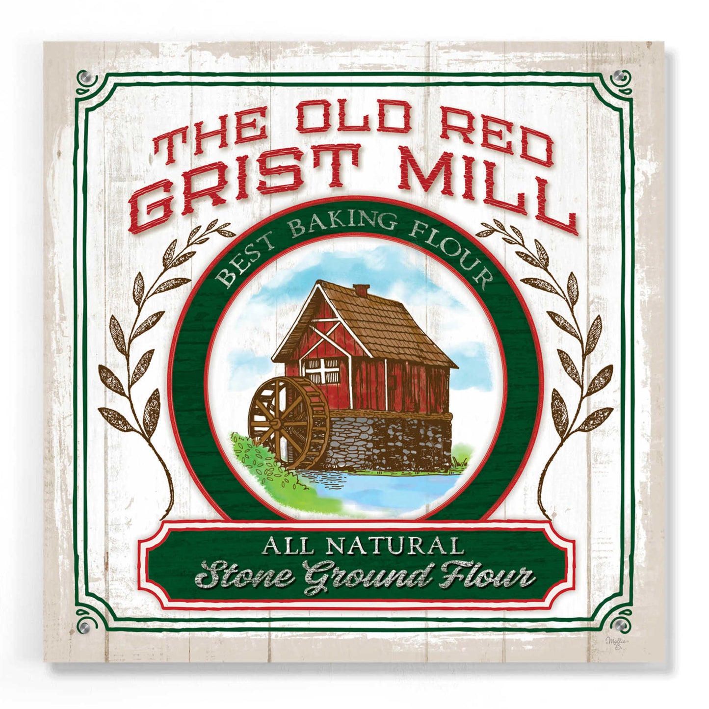 Epic Art 'Grist Mill Flour' by Mollie B, Acrylic Glass Wall Art,24x24