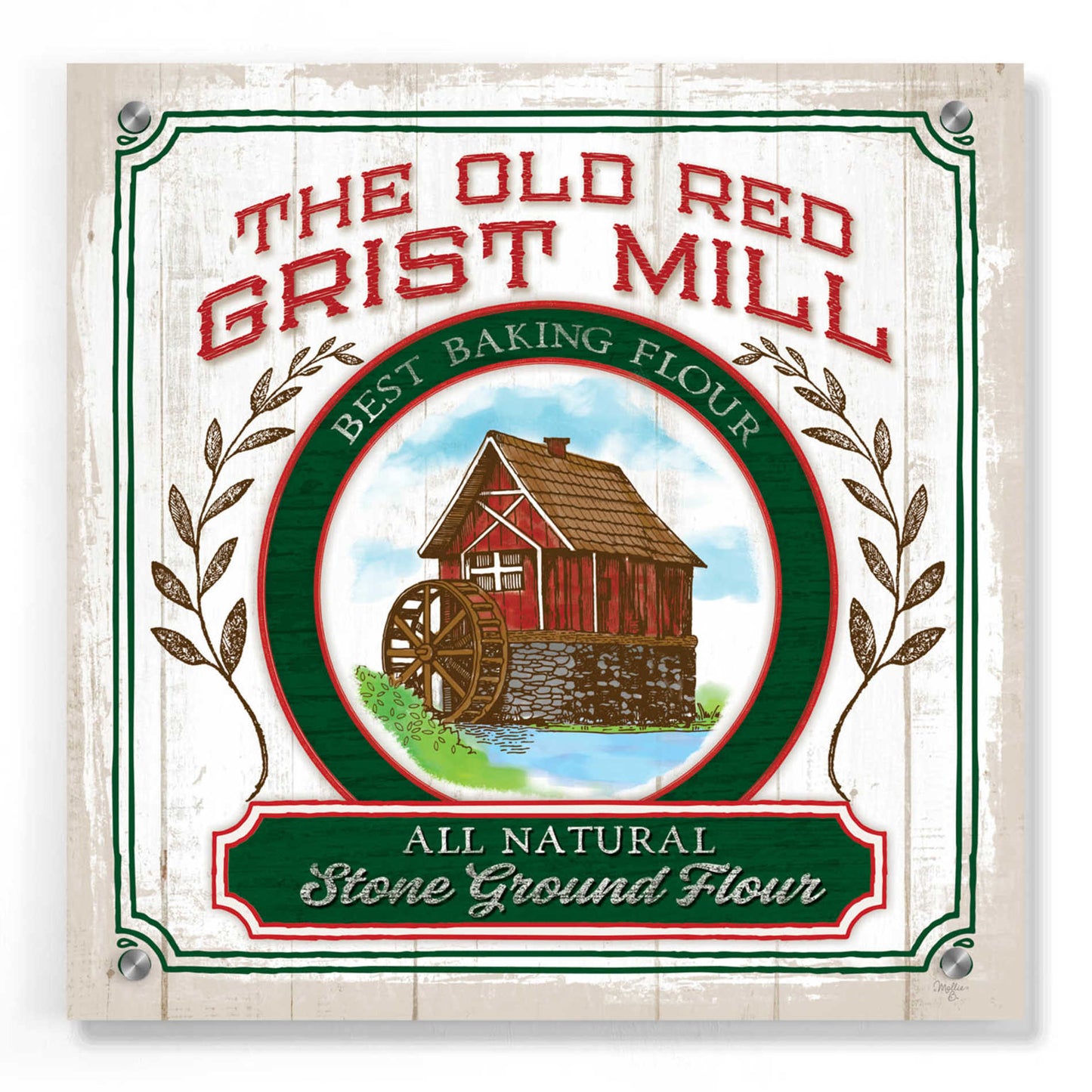 Epic Art 'Grist Mill Flour' by Mollie B, Acrylic Glass Wall Art,36x36