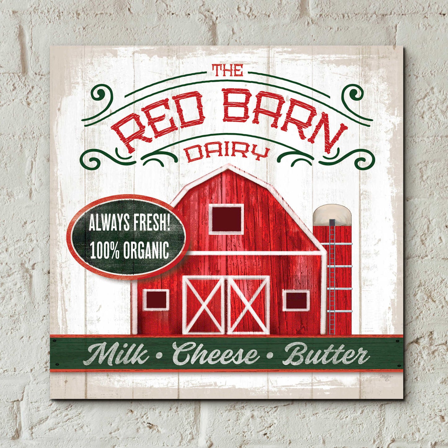 Epic Art 'The Red Barn' by Mollie B, Acrylic Glass Wall Art,12x12