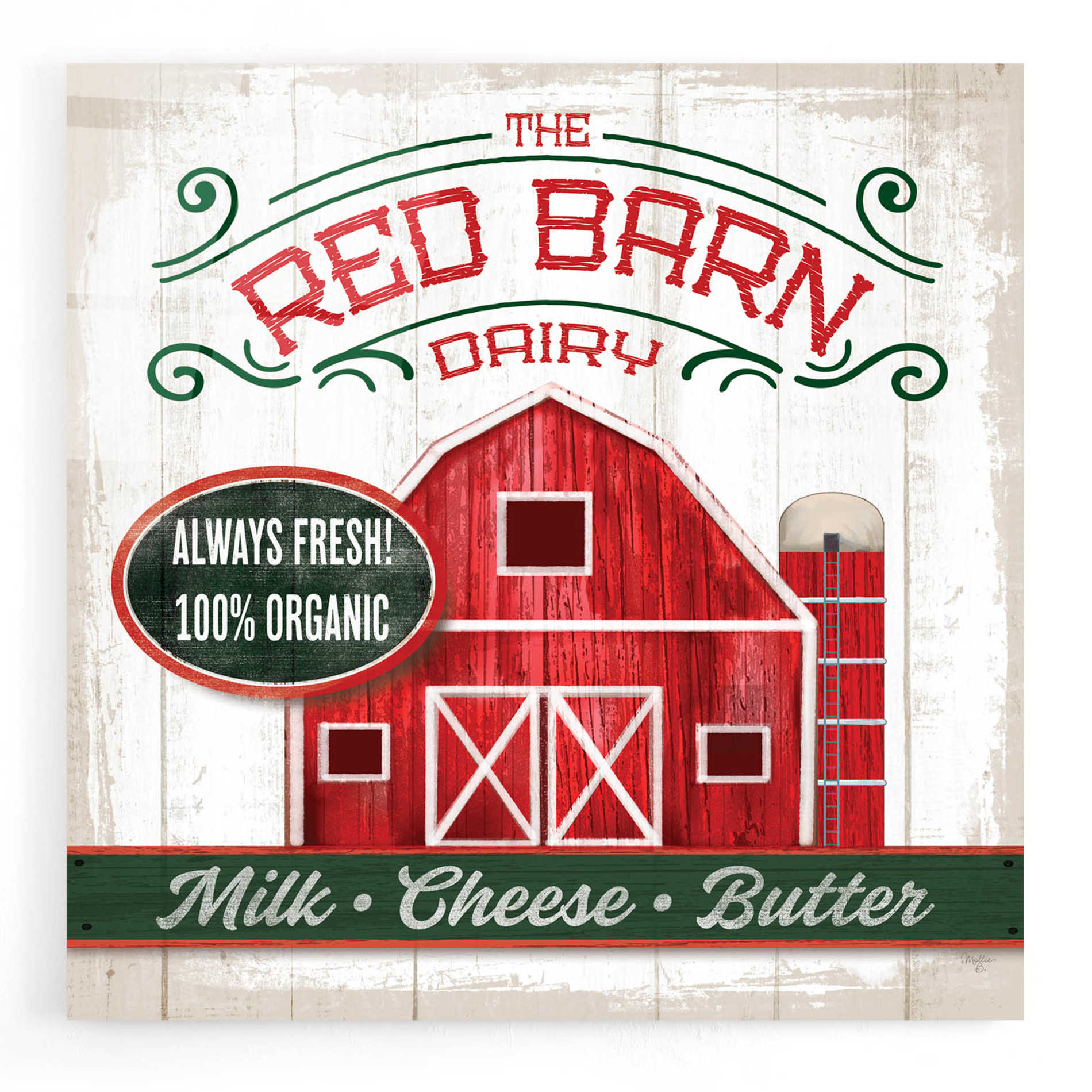 Epic Art 'The Red Barn' by Mollie B, Acrylic Glass Wall Art,12x12