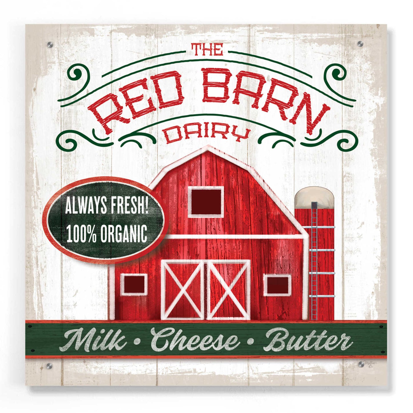 Epic Art 'The Red Barn' by Mollie B, Acrylic Glass Wall Art,24x24