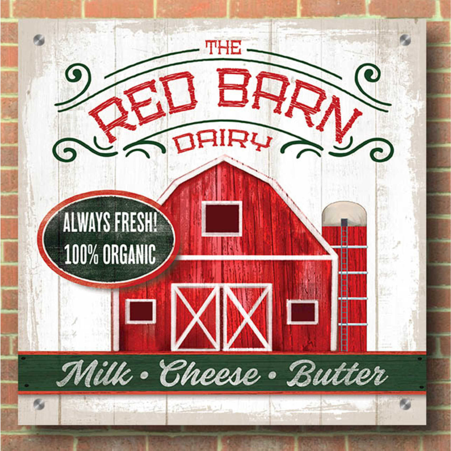 Epic Art 'The Red Barn' by Mollie B, Acrylic Glass Wall Art,36x36