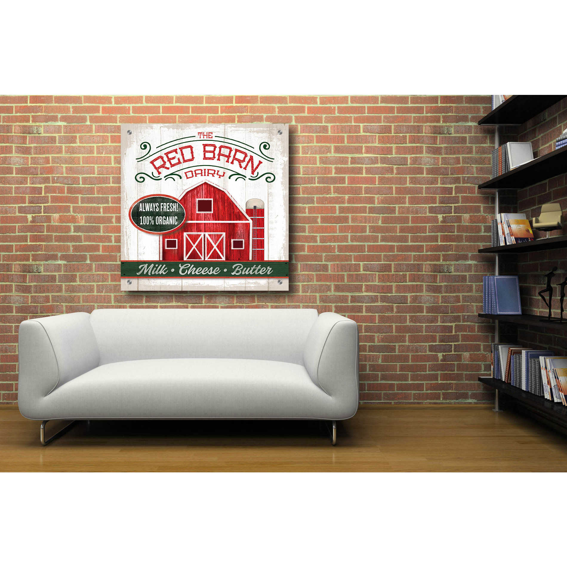 Epic Art 'The Red Barn' by Mollie B, Acrylic Glass Wall Art –