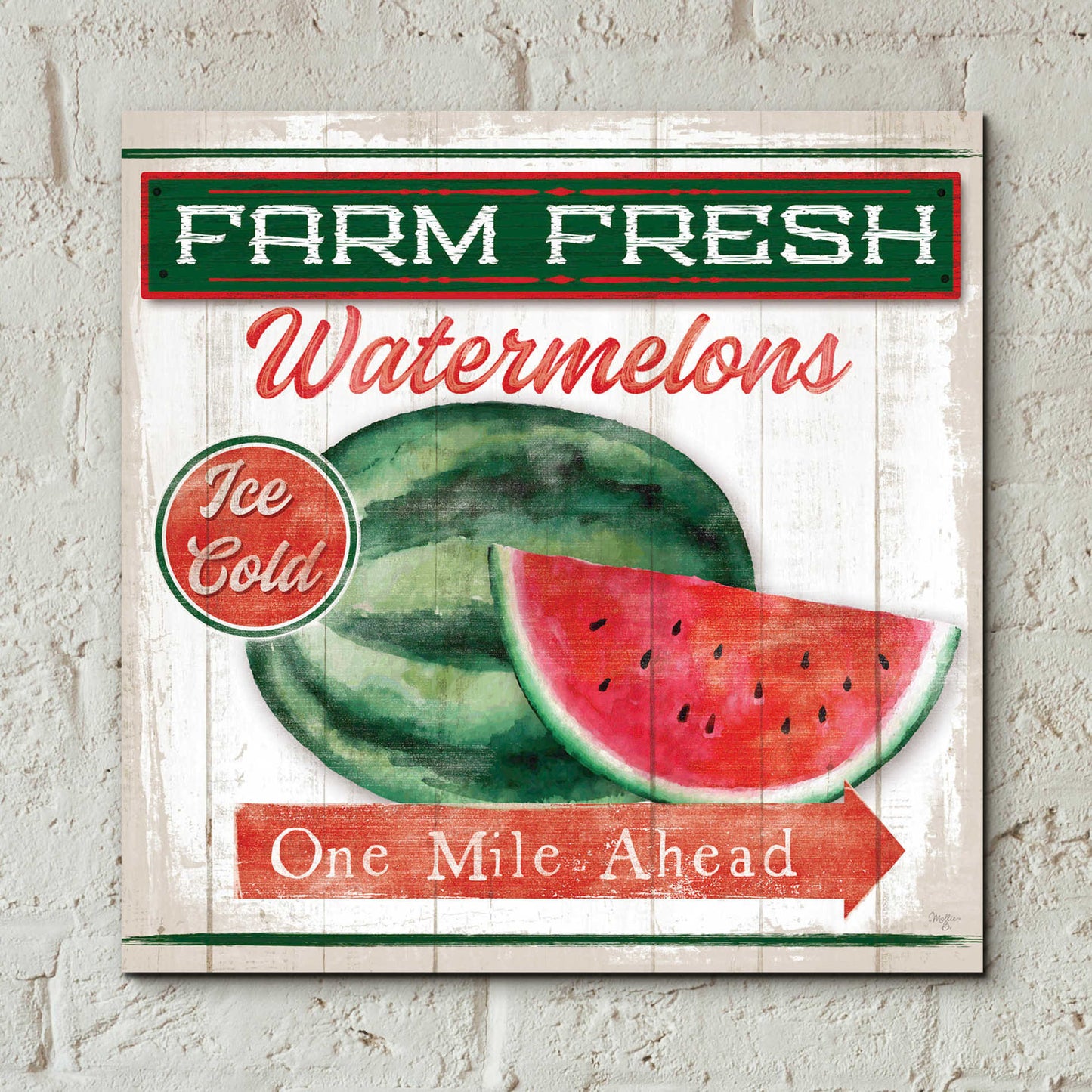 Epic Art 'Watermelon Farm' by Mollie B, Acrylic Glass Wall Art,12x12