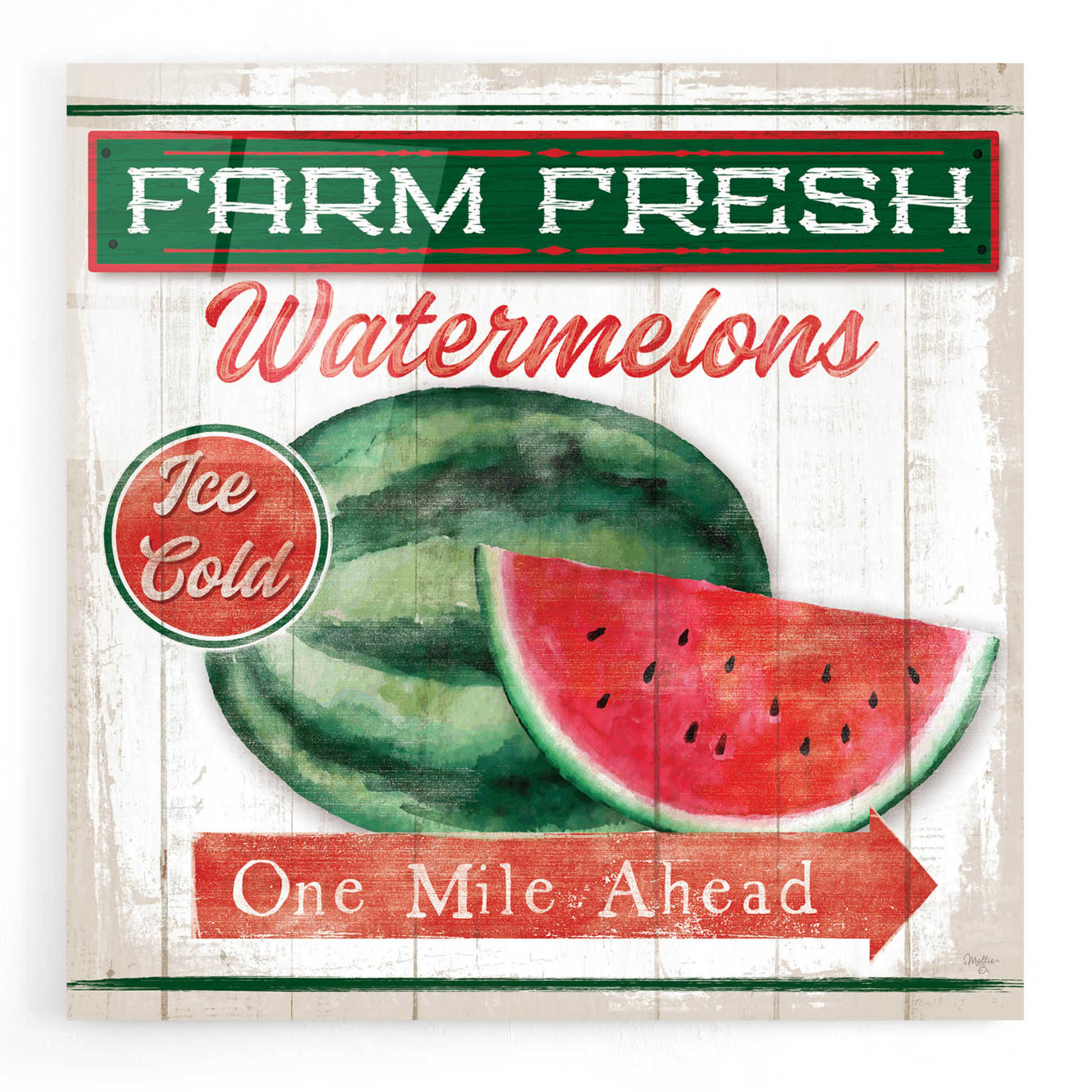 Epic Art 'Watermelon Farm' by Mollie B, Acrylic Glass Wall Art,12x12