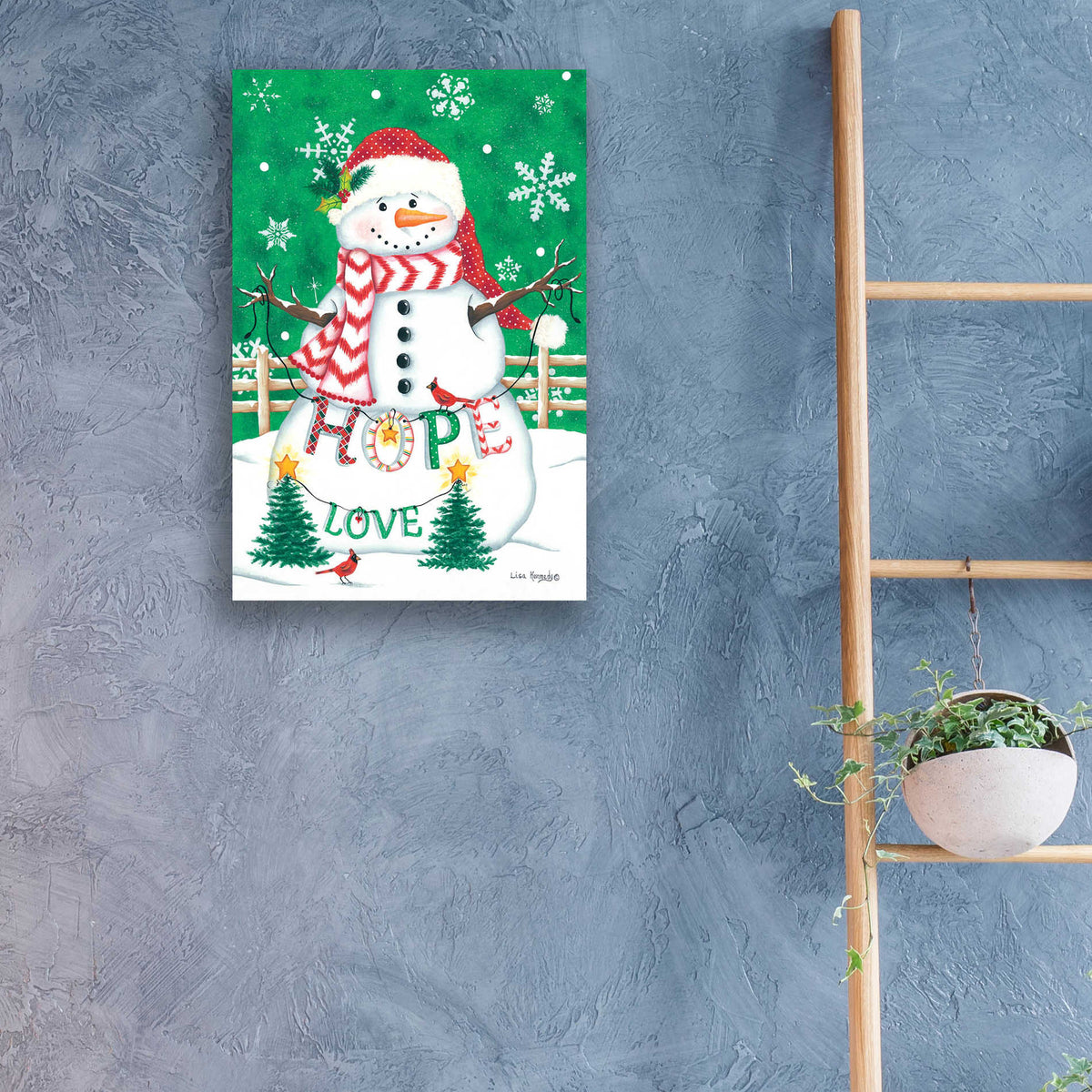 Epic Art 'Merry Snowman' by Lisa Kennedy, Acrylic Glass Wall Art,16x24