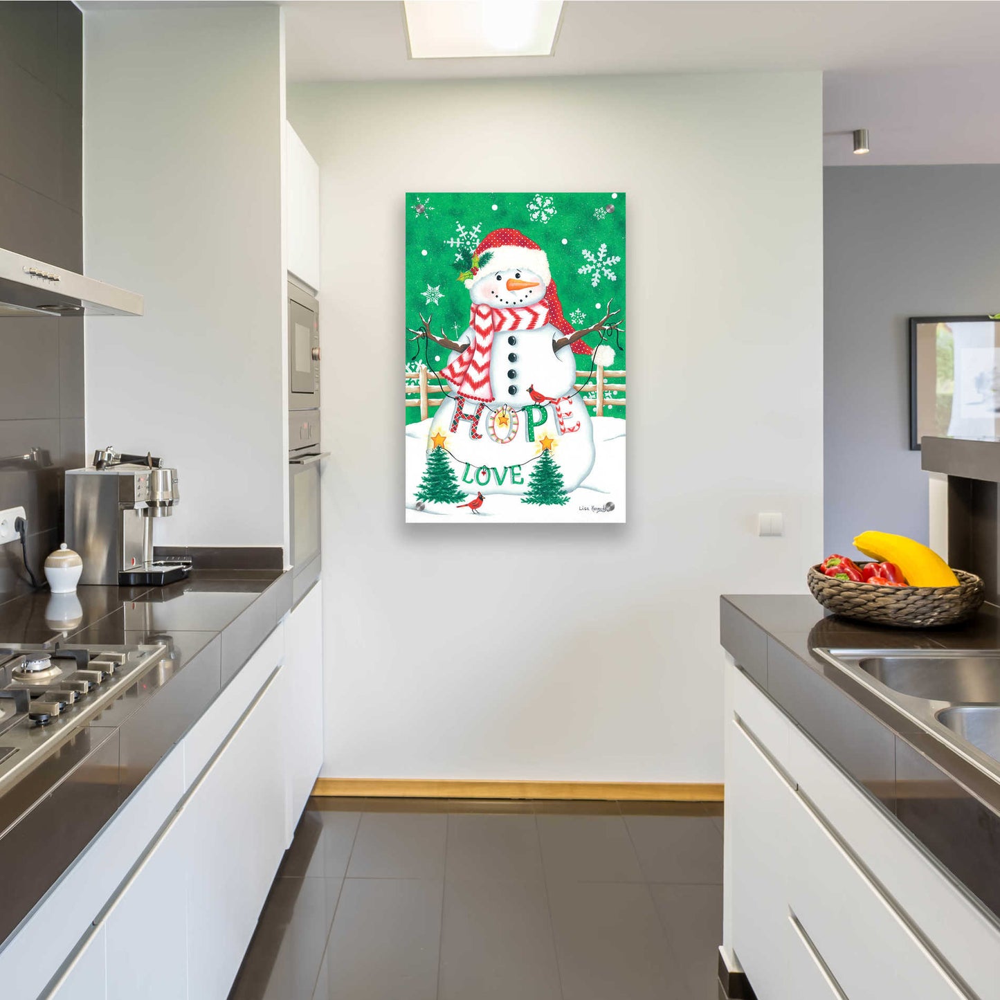 Epic Art 'Merry Snowman' by Lisa Kennedy, Acrylic Glass Wall Art,24x36