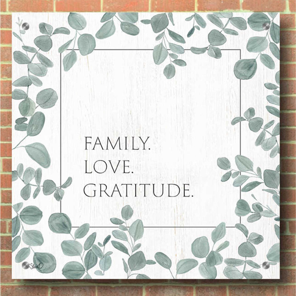 Epic Art 'Family Love Gratitude Eucalyptus' by Kate Sherrill, Acrylic Glass Wall Art,36x36