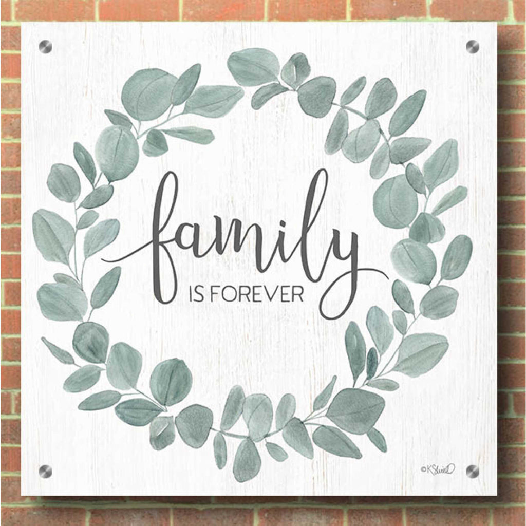 Epic Art 'Family Forever Eucalyptus Wreath' by Kate Sherrill, Acrylic Glass Wall Art,36x36