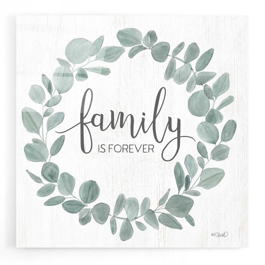 Epic Art 'Family Forever Eucalyptus Wreath' by Kate Sherrill, Acrylic Glass Wall Art
