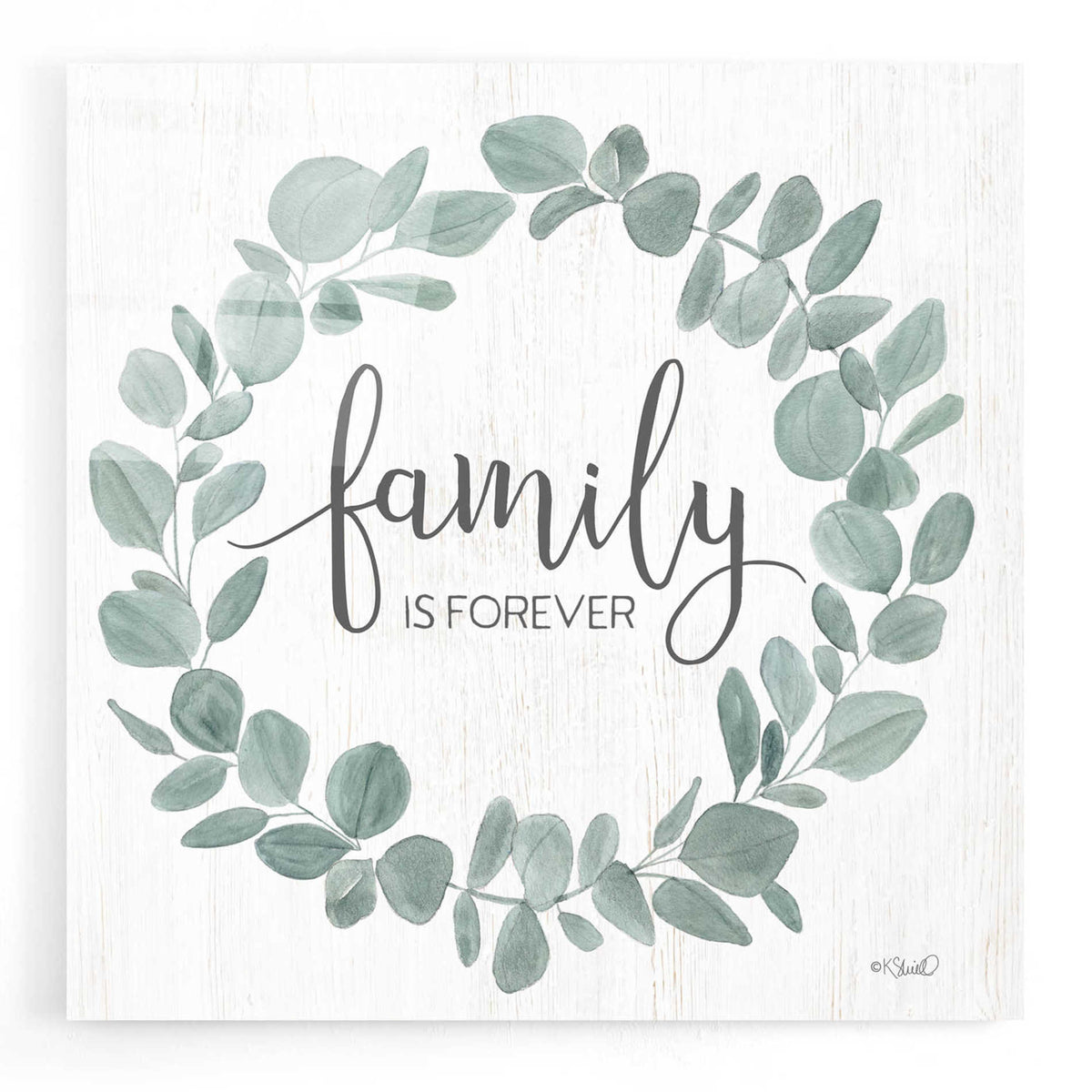 Epic Art 'Family Forever Eucalyptus Wreath' by Kate Sherrill, Acrylic Glass Wall Art