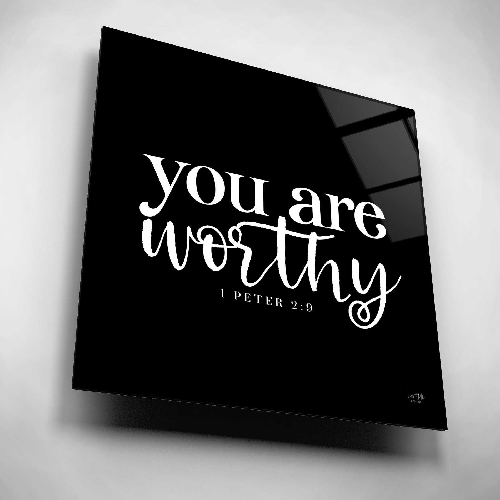 Epic Art 'You Are Worthy' by Lux + Me Designs, Acrylic Glass Wall Art,12x12