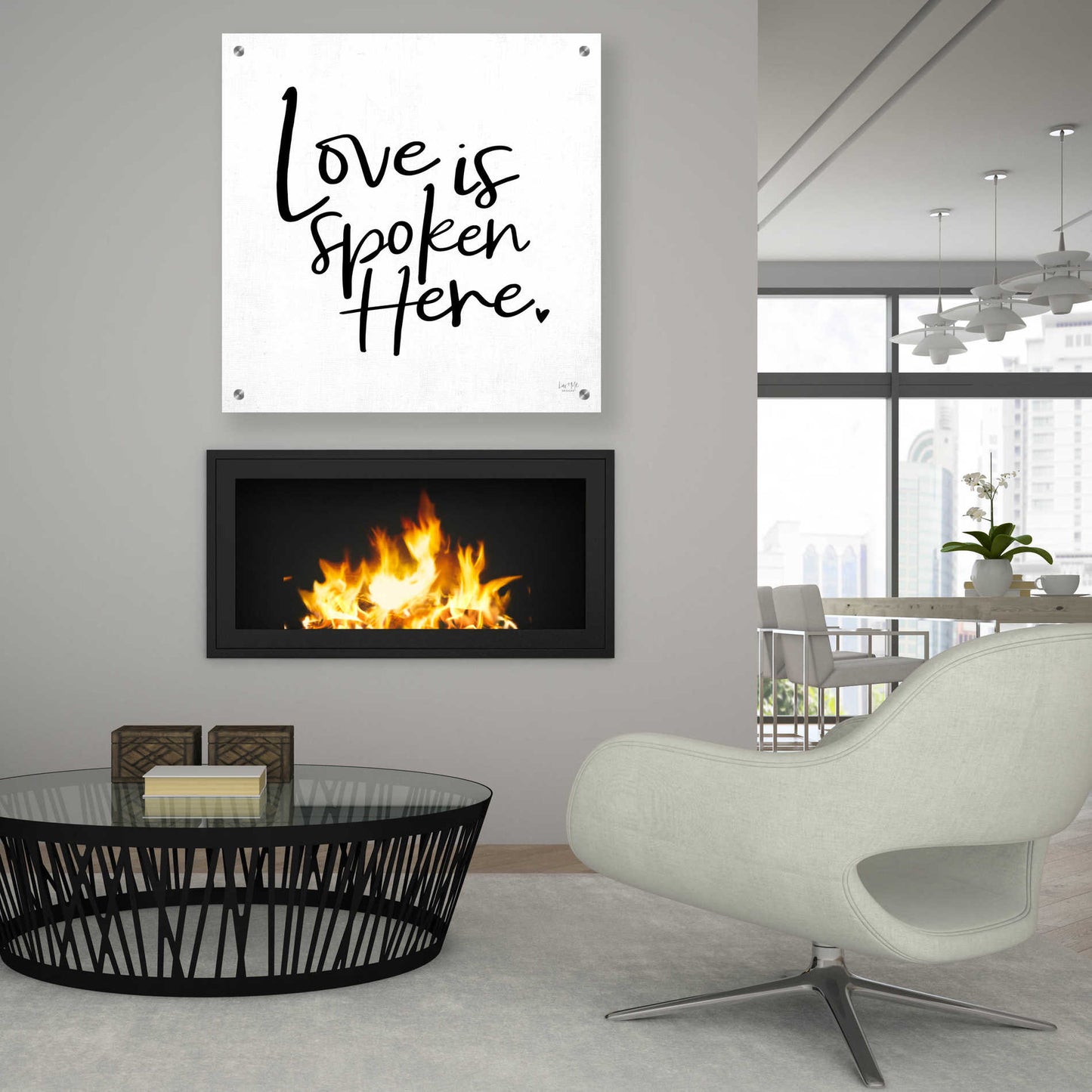 Epic Art 'Love is Spoken Here' by Lux + Me Designs, Acrylic Glass Wall Art,36x36