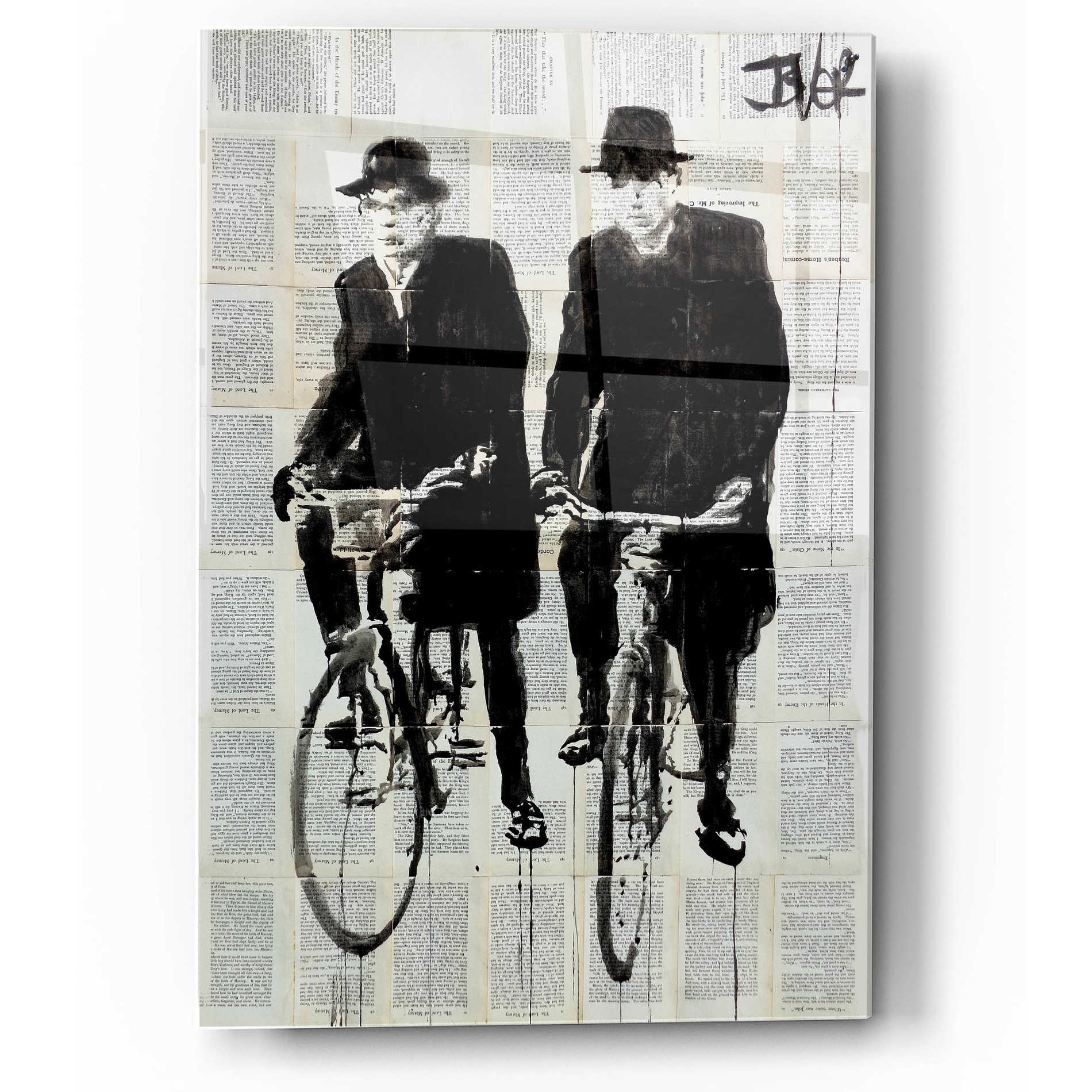 Epic Art 'Two Men On Bikes' by Loui Jover, Acrylic Glass Wall Art,12x16