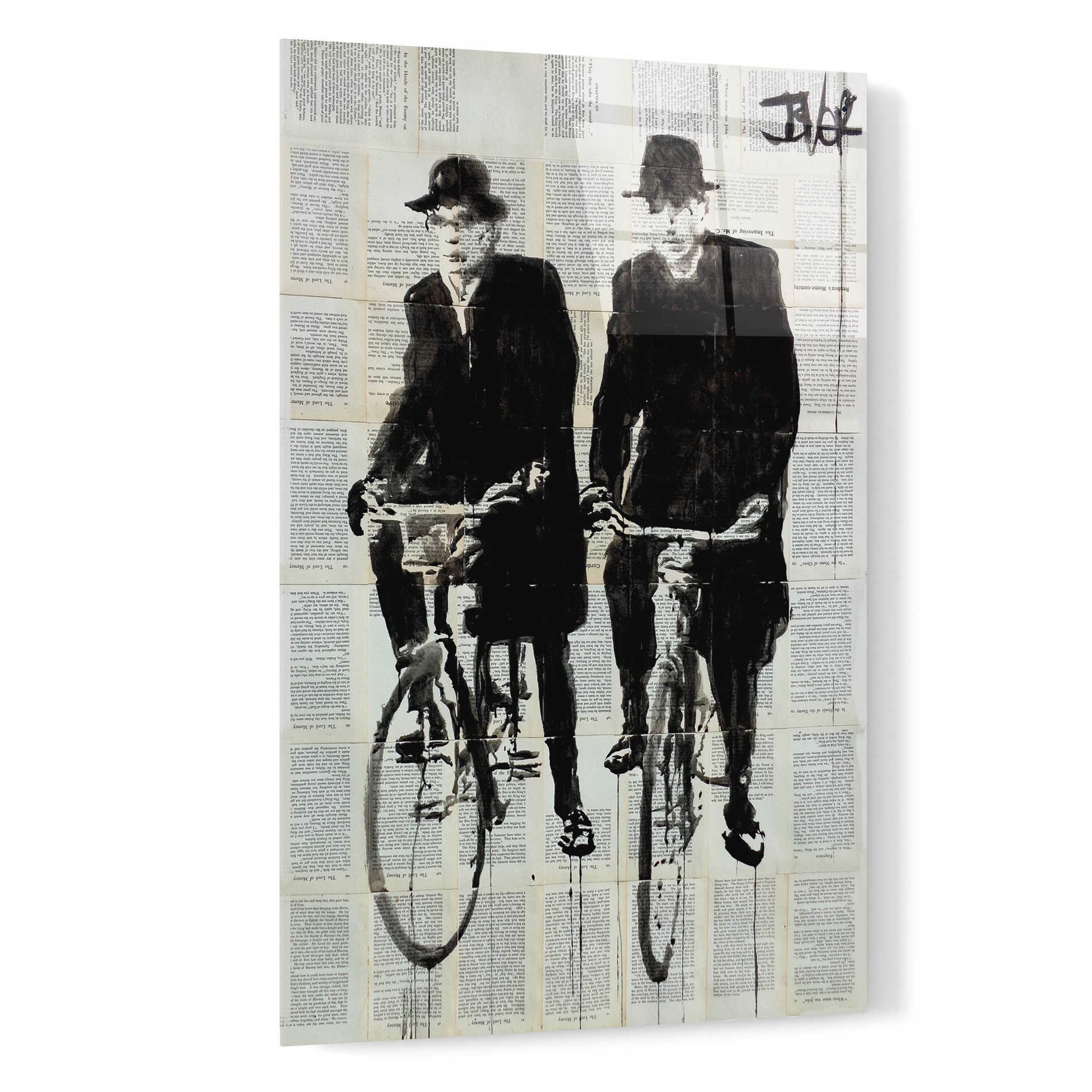 Epic Art 'Two Men On Bikes' by Loui Jover, Acrylic Glass Wall Art,16x24