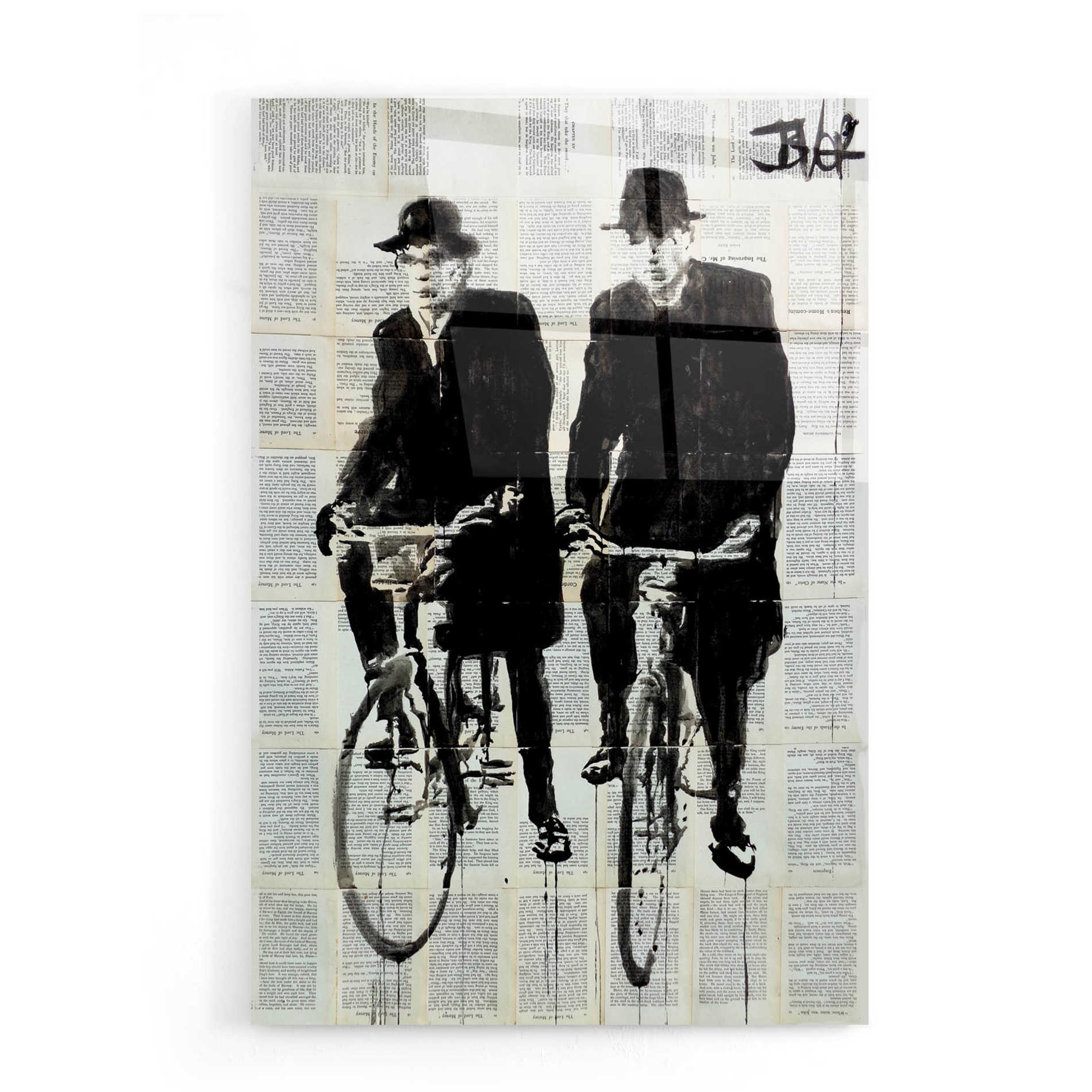 Epic Art 'Two Men On Bikes' by Loui Jover, Acrylic Glass Wall Art,16x24