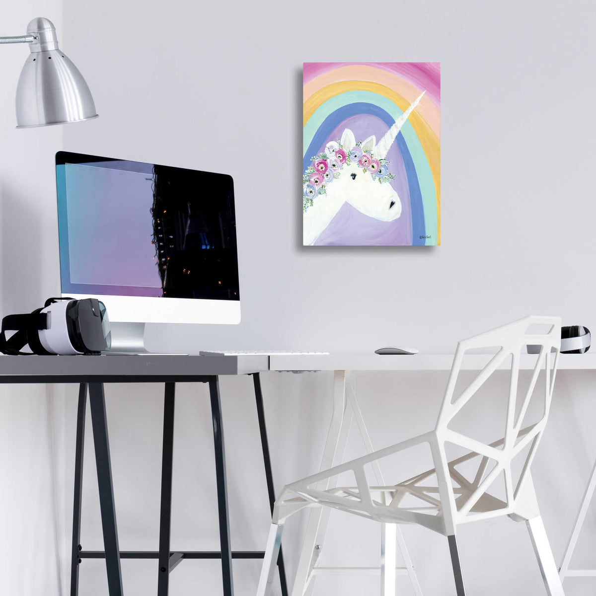 Epic Art 'Floral Unicorn I' by Roey Ebert, Acrylic Glass Wall Art,12x16