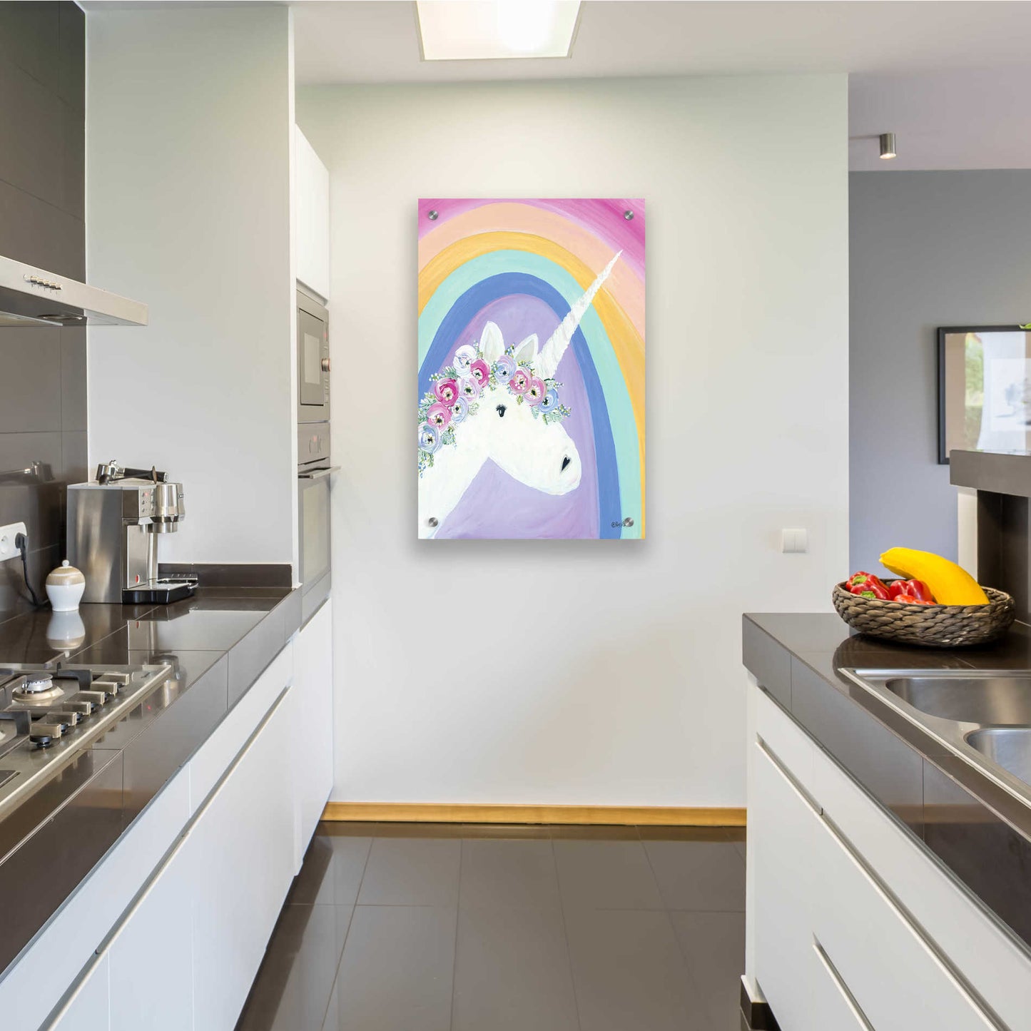 Epic Art 'Floral Unicorn I' by Roey Ebert, Acrylic Glass Wall Art,24x36