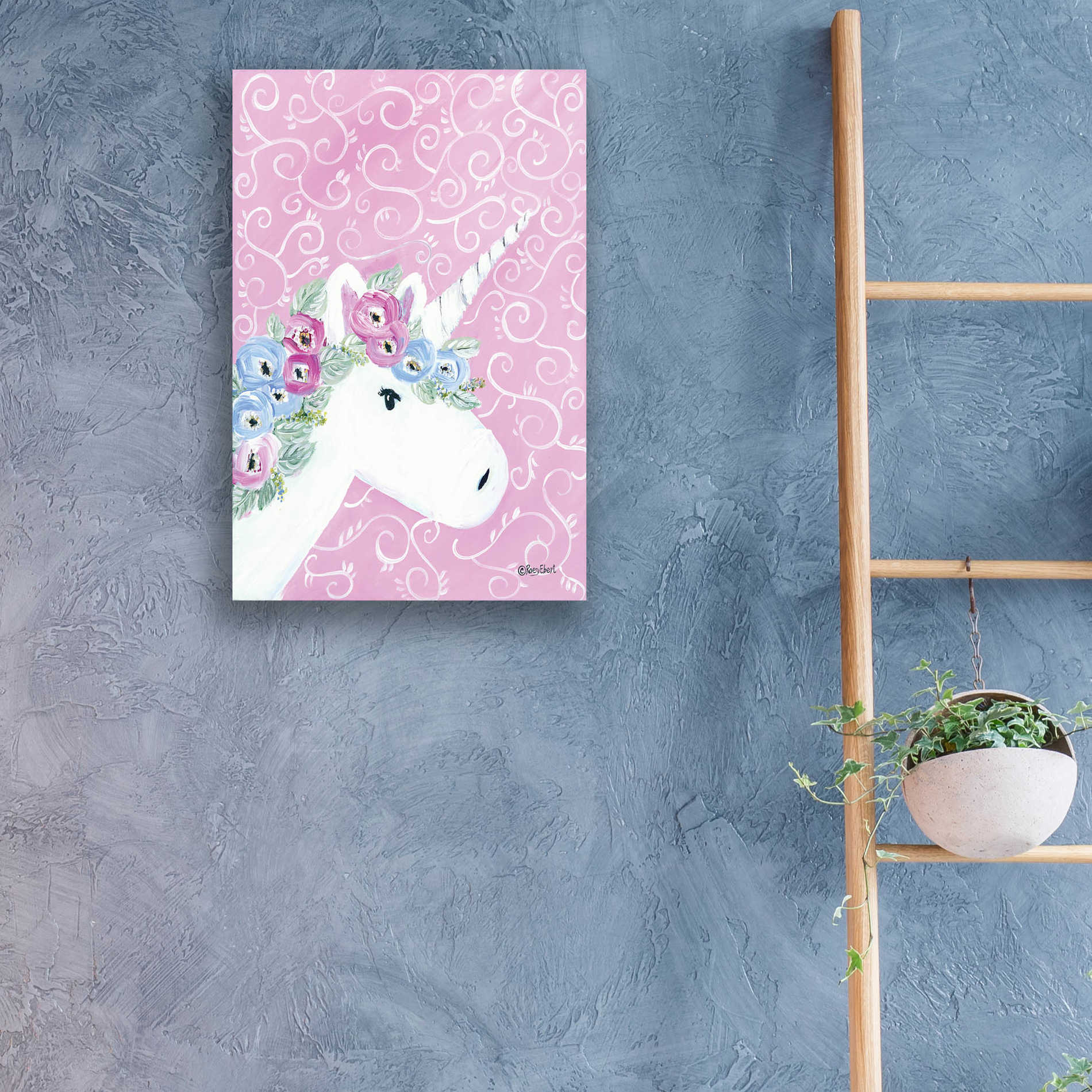 Epic Art 'Floral Unicorn II' by Roey Ebert, Acrylic Glass Wall Art,16x24