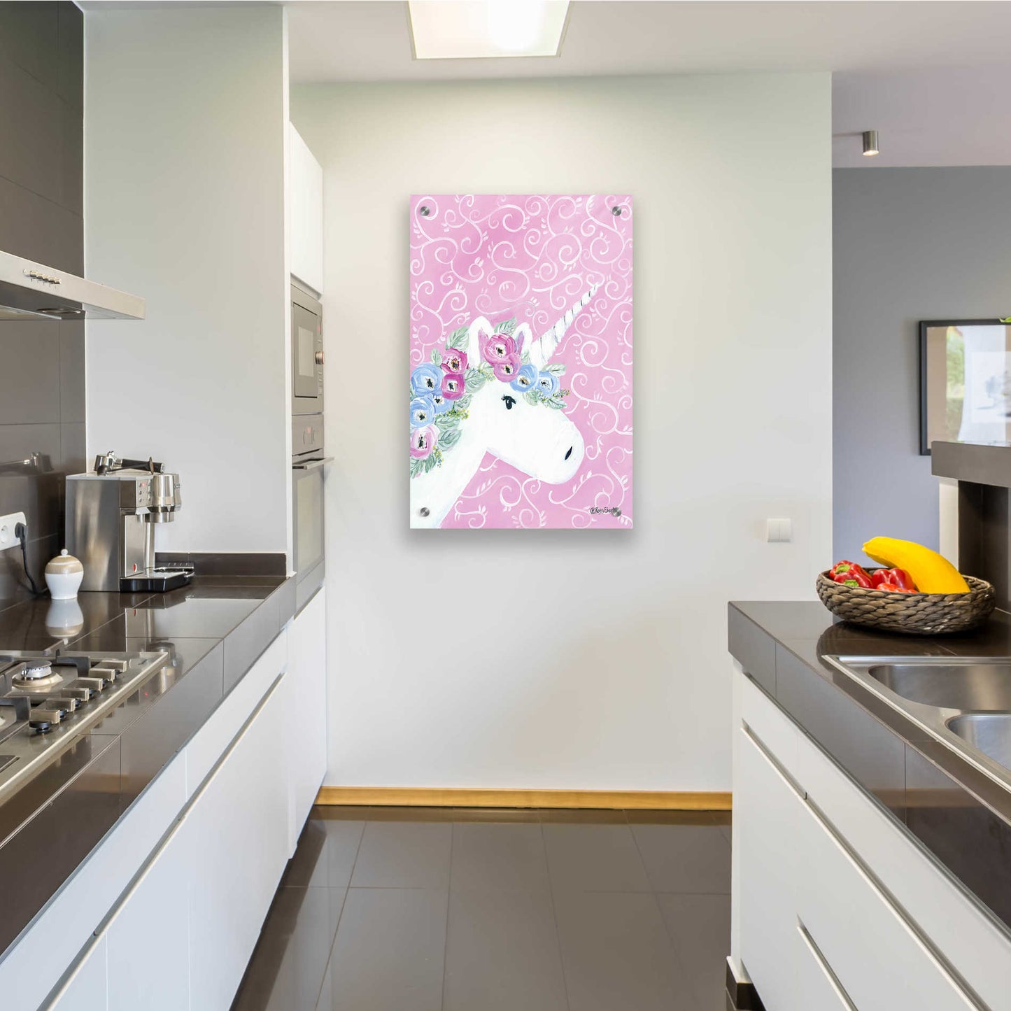 Epic Art 'Floral Unicorn II' by Roey Ebert, Acrylic Glass Wall Art,24x36