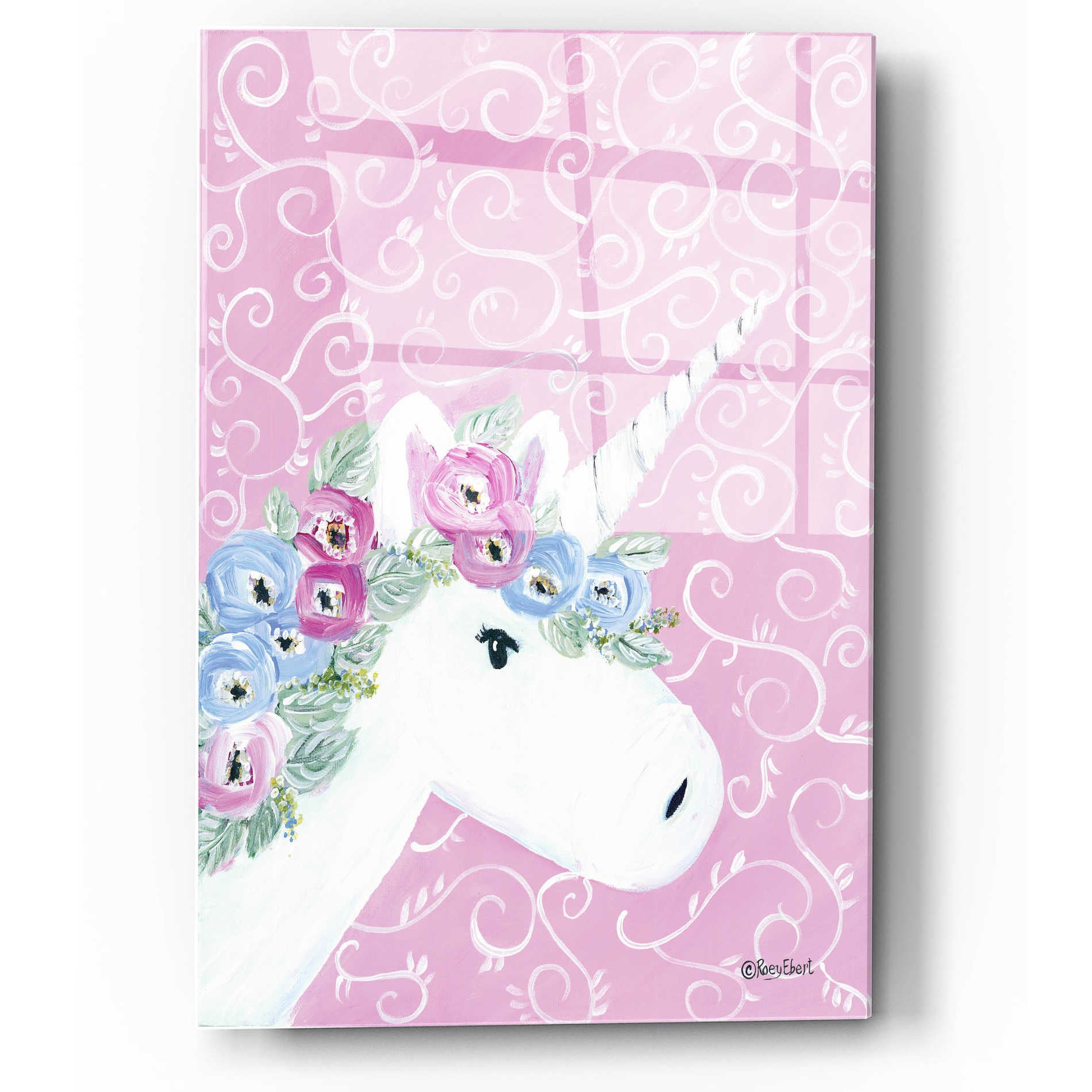 Epic Art 'Floral Unicorn II' by Roey Ebert, Acrylic Glass Wall Art