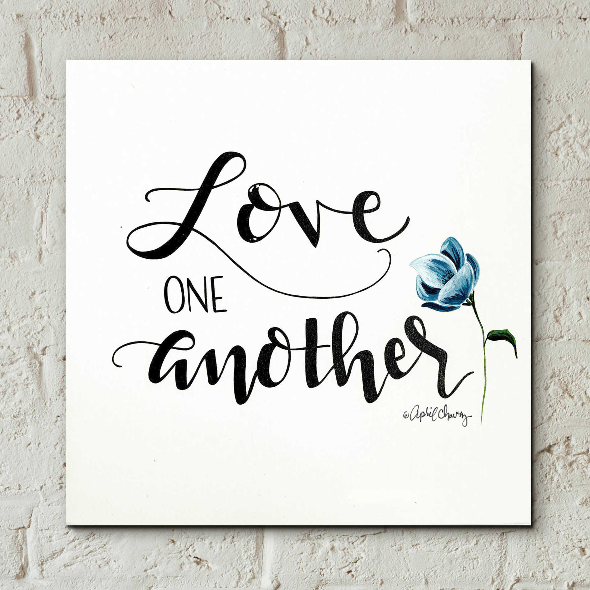 Epic Art 'Love One Another' by April Chavez, Acrylic Glass Wall Art,12x12