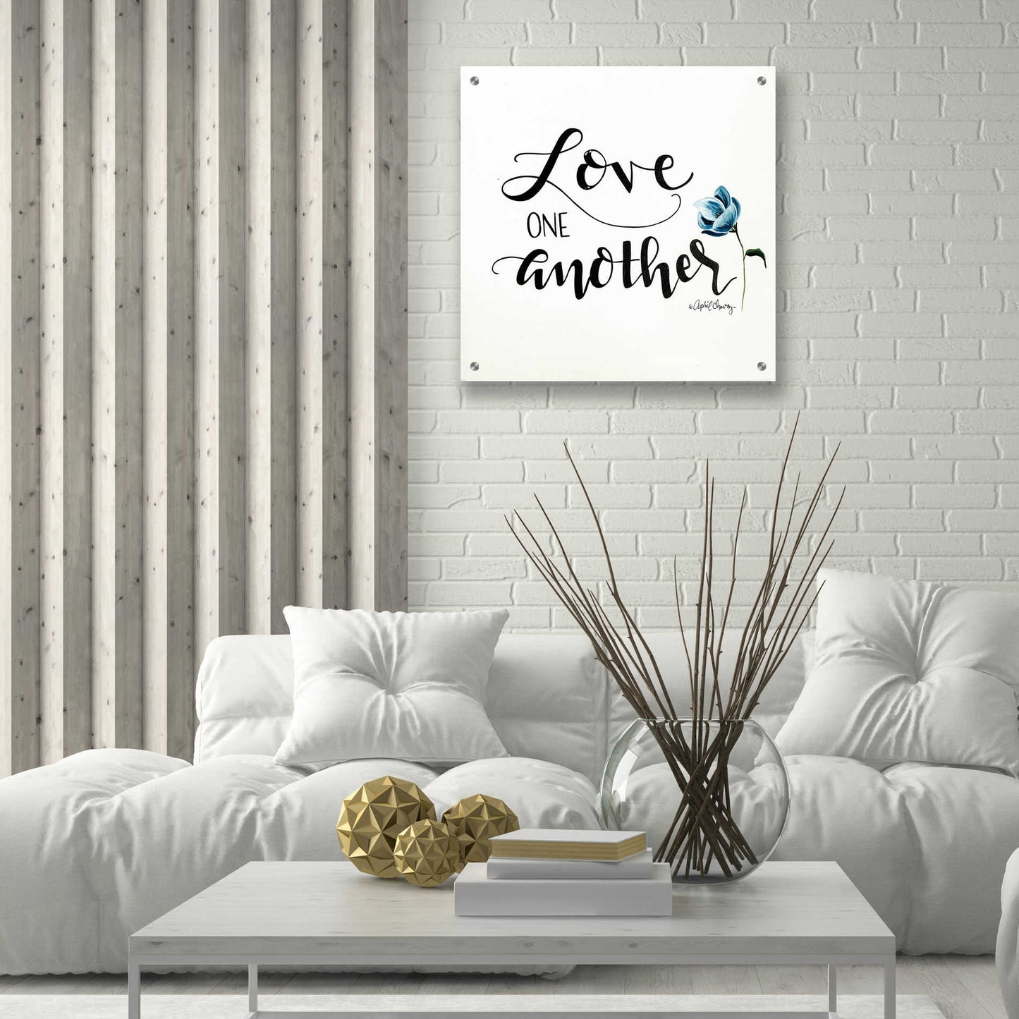 Epic Art 'Love One Another' by April Chavez, Acrylic Glass Wall Art,24x24