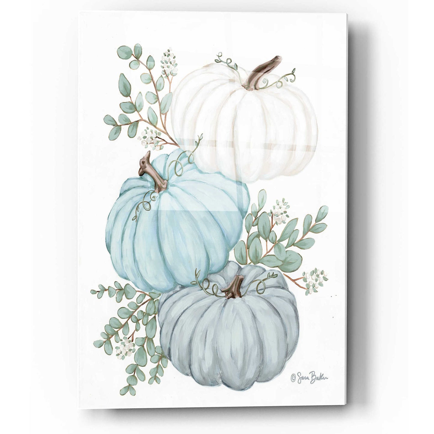 Epic Art 'Pumpkin Trio' by Sara Baker, Acrylic Glass Wall Art,12x16