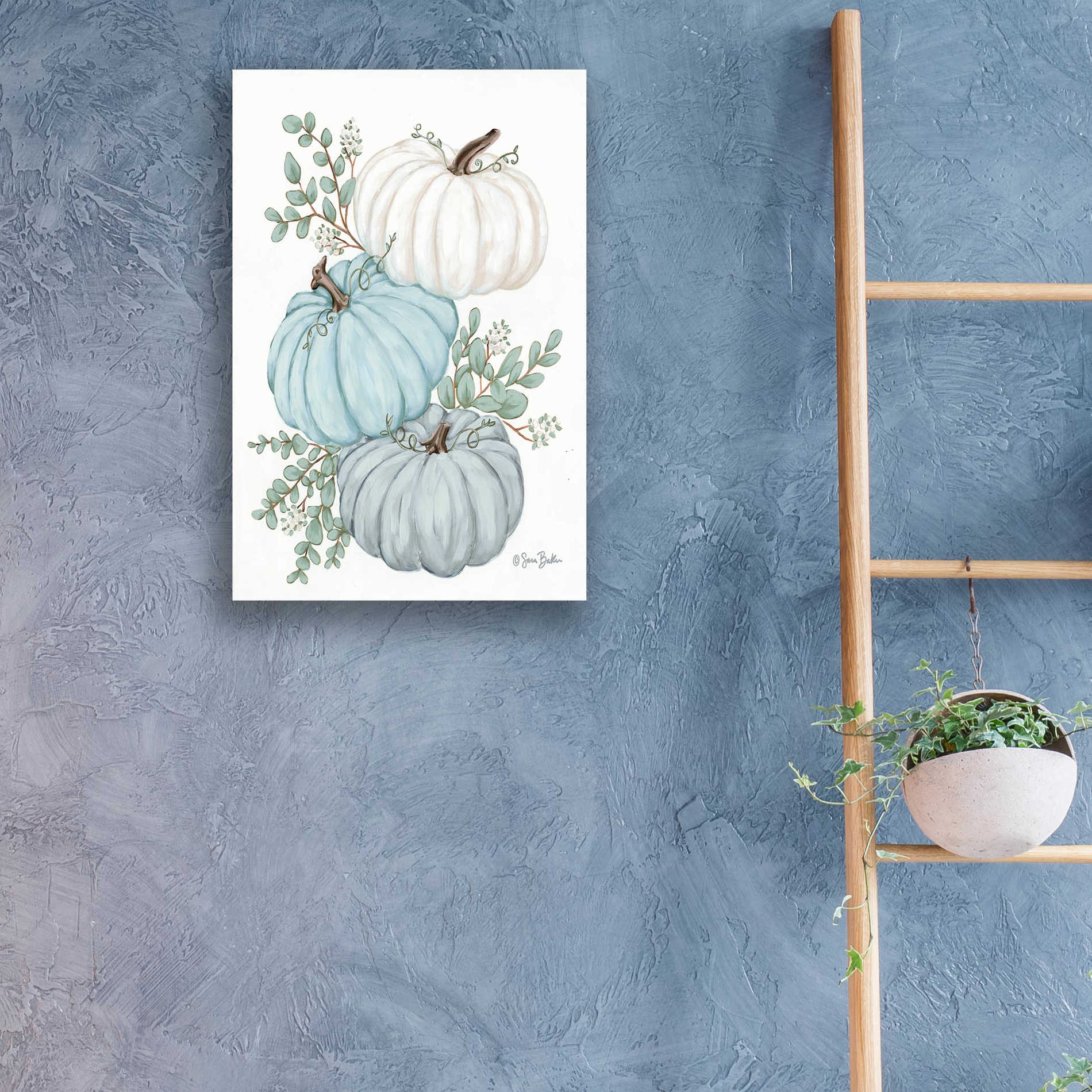 Epic Art 'Pumpkin Trio' by Sara Baker, Acrylic Glass Wall Art,16x24