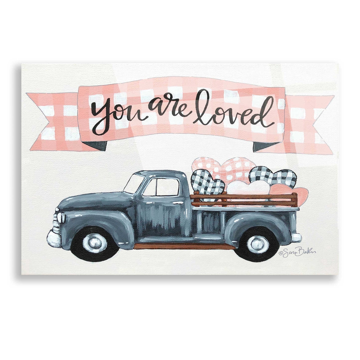 Epic Art 'You Are Loved' by Sara Baker, Acrylic Glass Wall Art,16x12