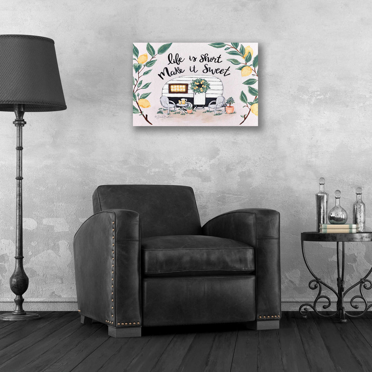 Epic Art 'Make It Sweet Vintage Camper' by Sara Baker, Acrylic Glass Wall Art,24x16