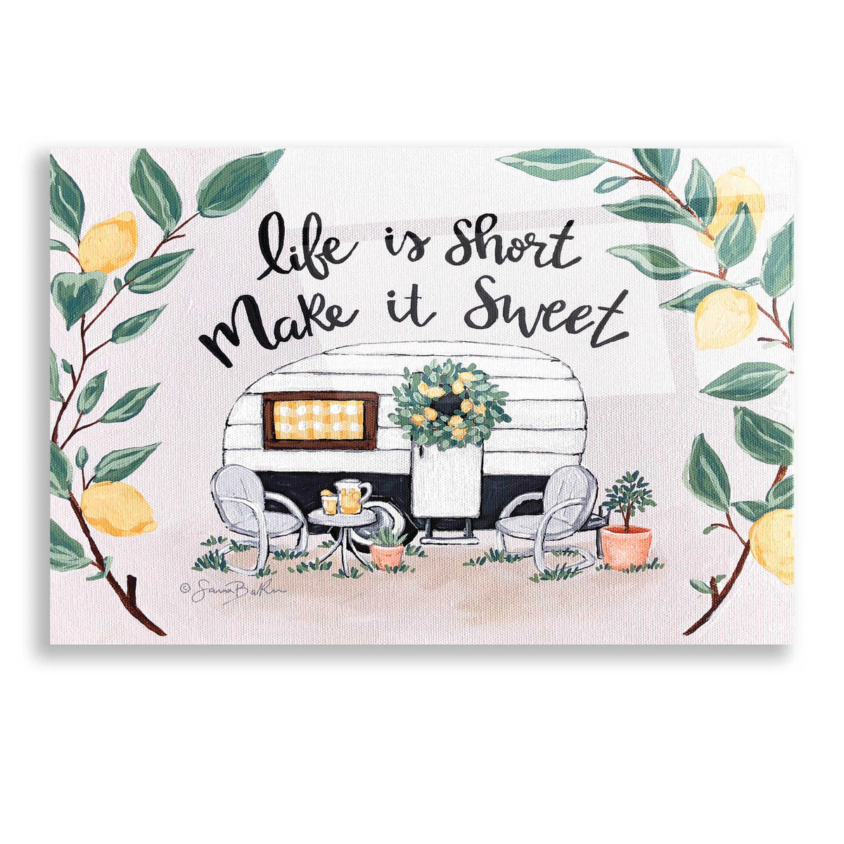 Epic Art 'Make It Sweet Vintage Camper' by Sara Baker, Acrylic Glass Wall Art