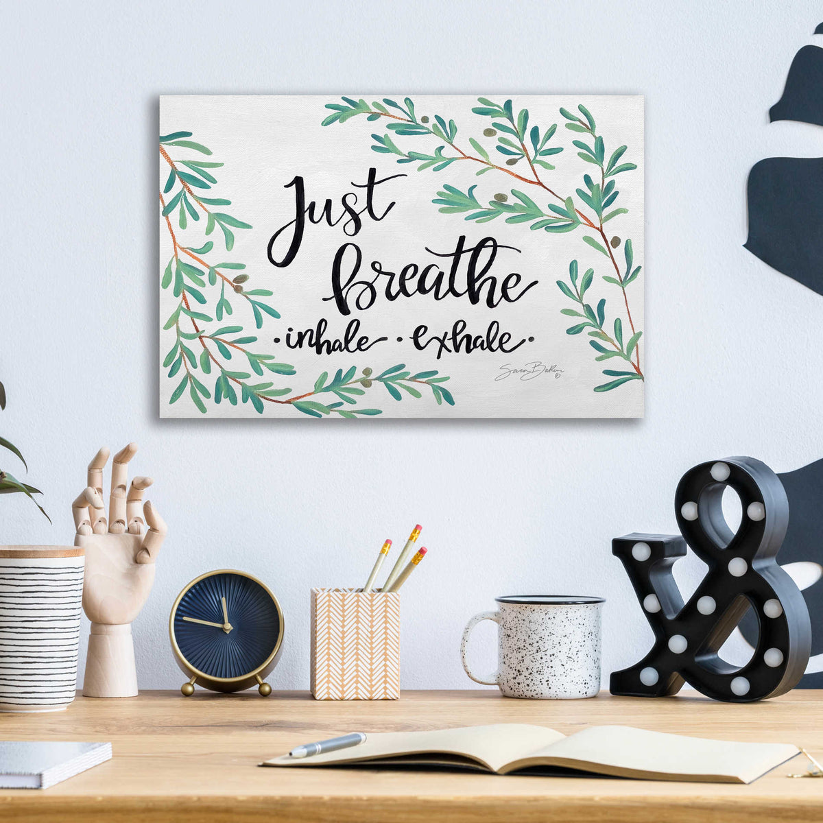 Epic Art 'Just Breathe Olive Stems' by Sara Baker, Acrylic Glass Wall Art,16x12
