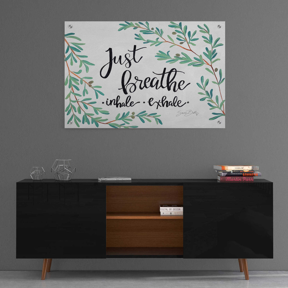 Epic Art 'Just Breathe Olive Stems' by Sara Baker, Acrylic Glass Wall Art,36x24