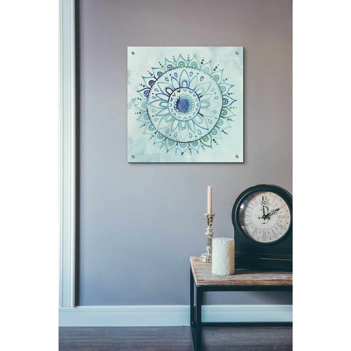 Epic Art 'Watercolor Mandala I' by Grace Popp, Acrylic Glass Wall Art,24x24