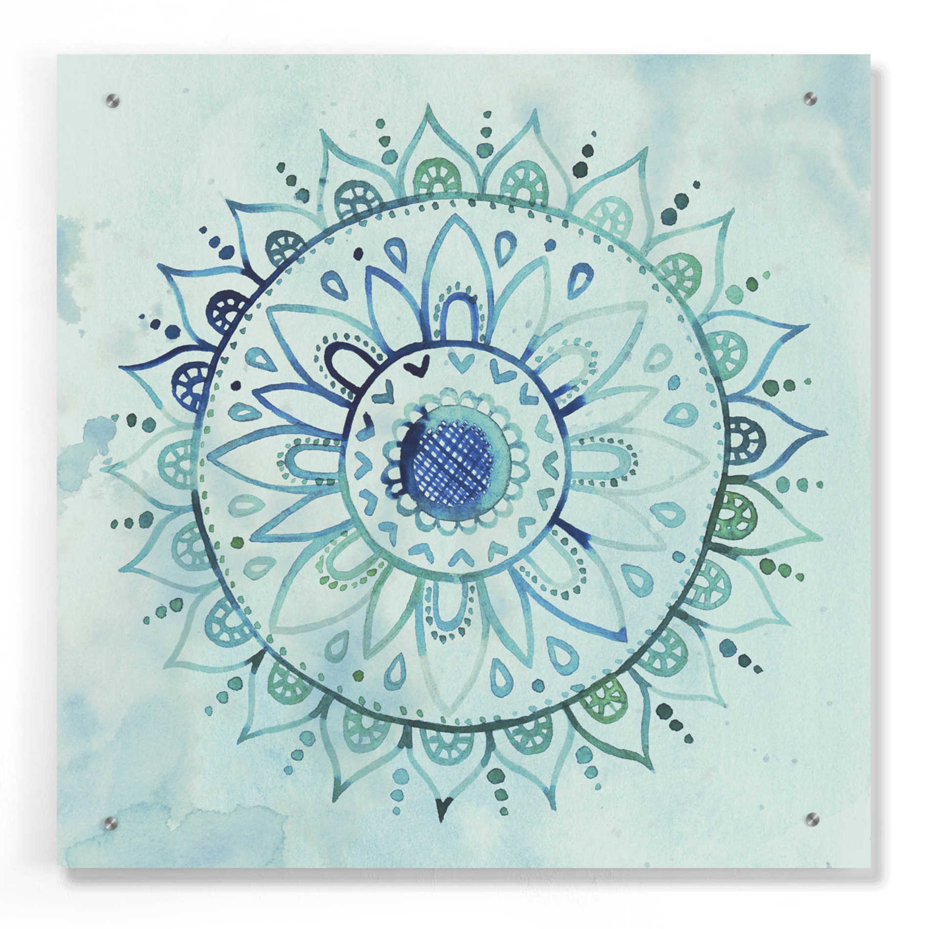 Epic Art 'Watercolor Mandala I' by Grace Popp, Acrylic Glass Wall Art,24x24