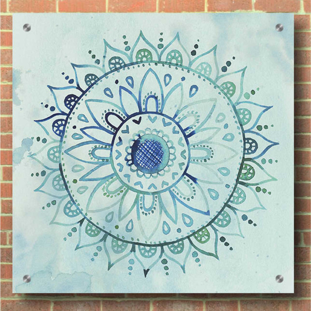 Epic Art 'Watercolor Mandala I' by Grace Popp, Acrylic Glass Wall Art,36x36