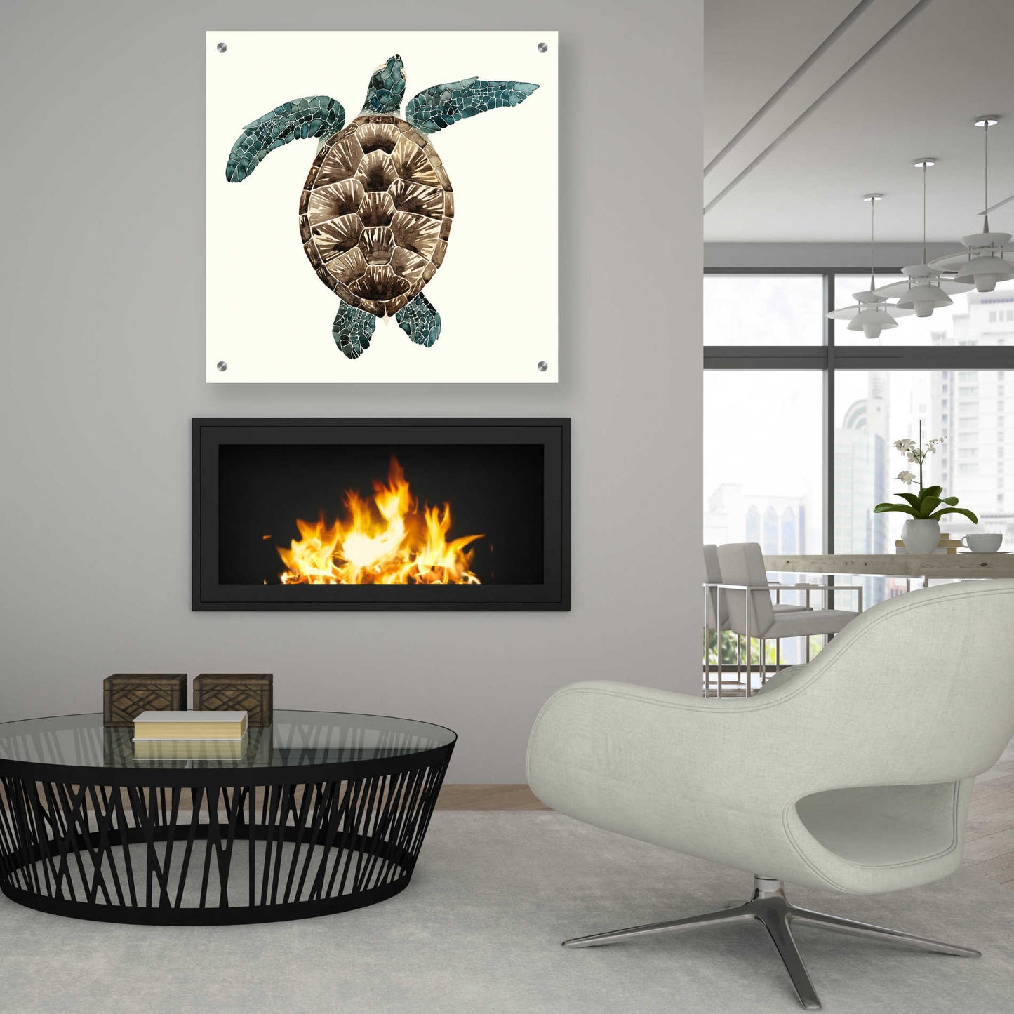 Epic Art 'Mosaic Turtle II' by Grace Popp, Acrylic Glass Wall Art,36x36